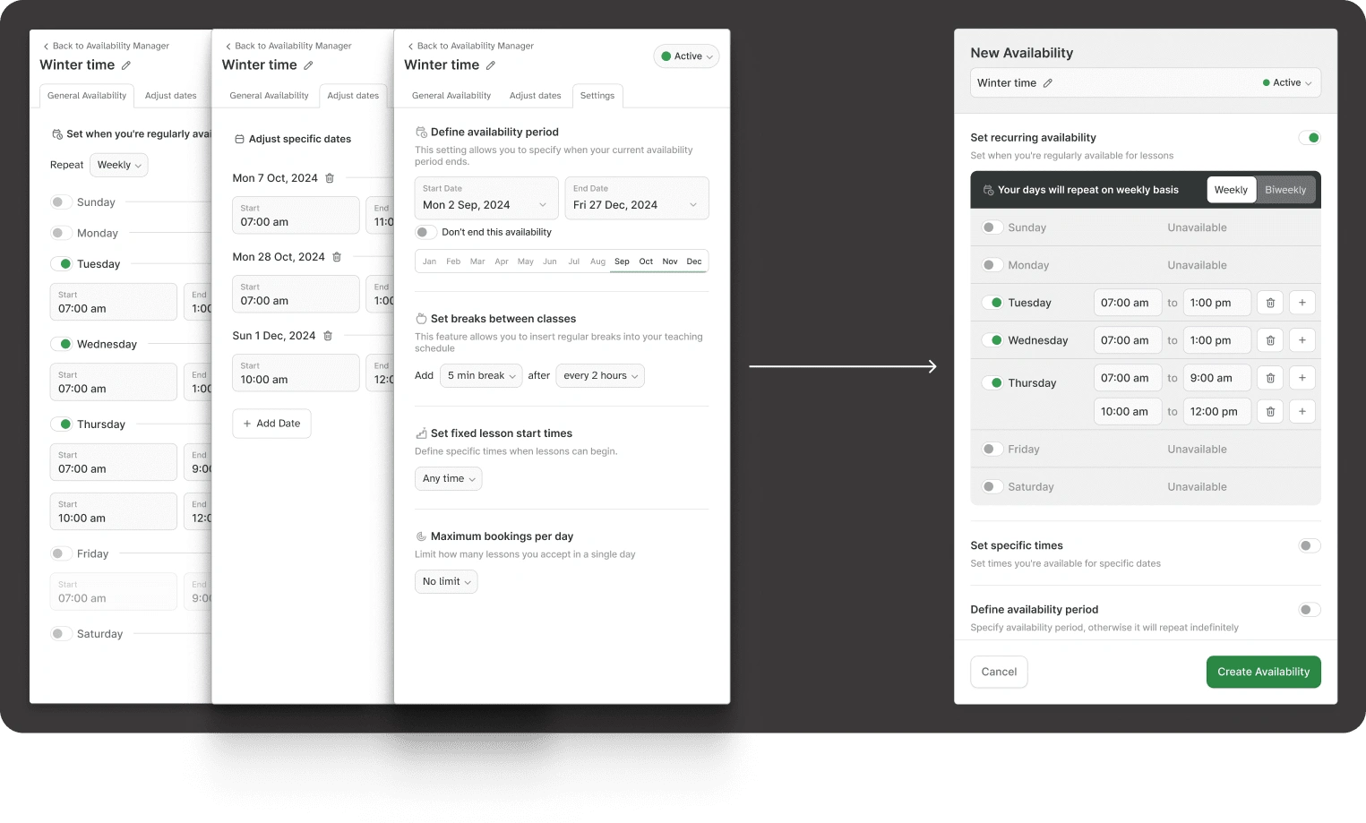 Setting Up Availability Wizard