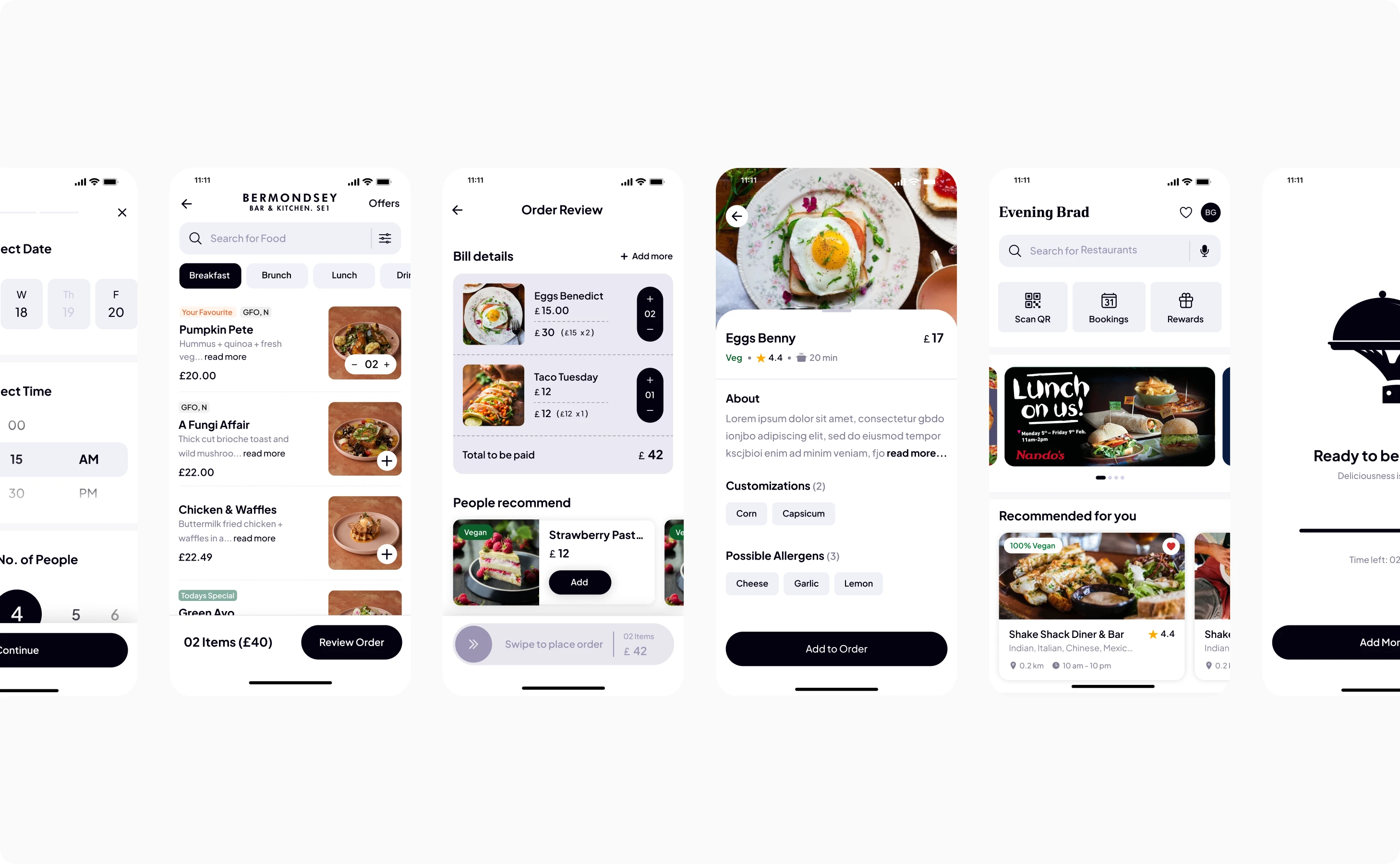 Core screens for consumer app