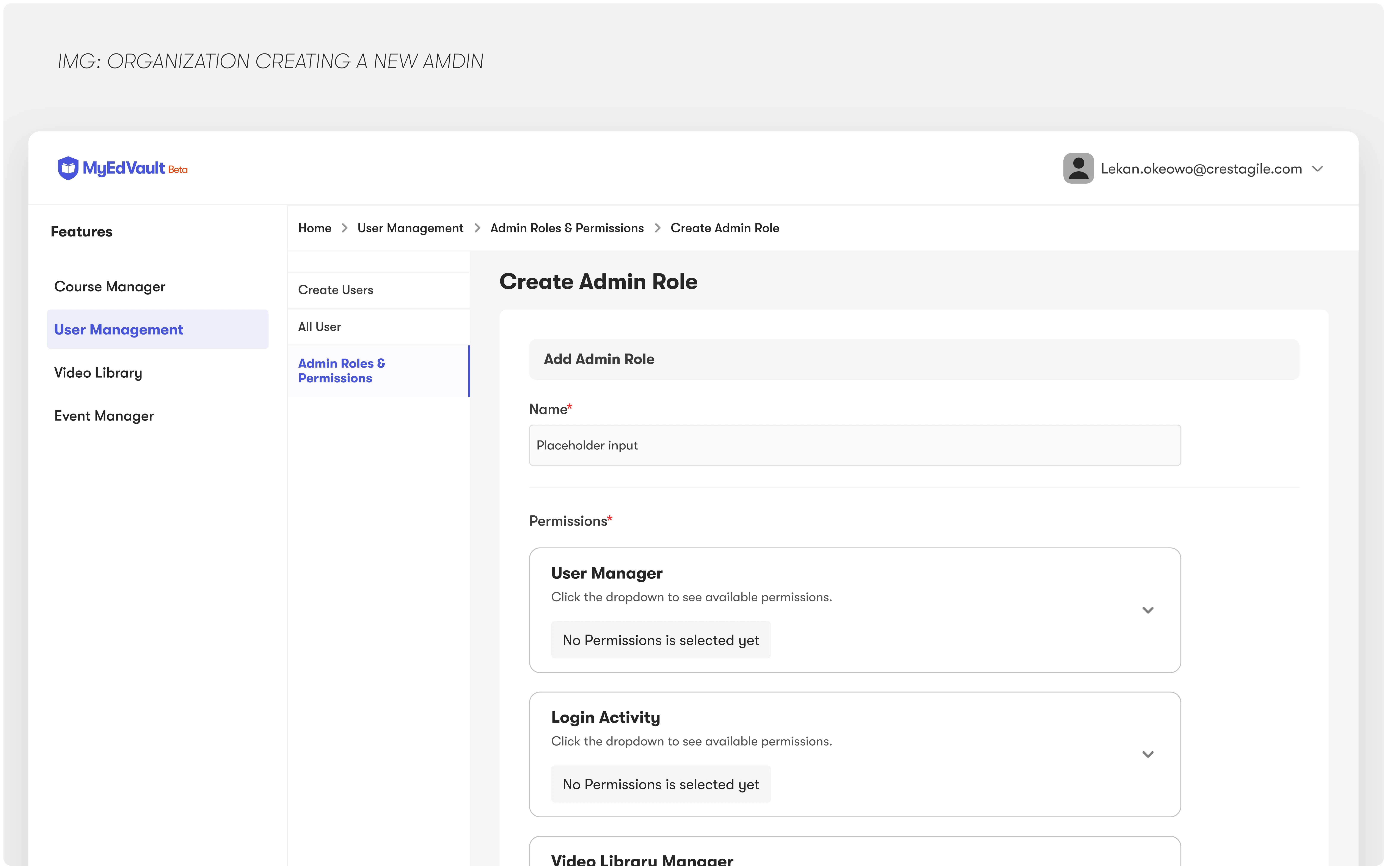 Root Admin Adding Regular Admin and Permissions.