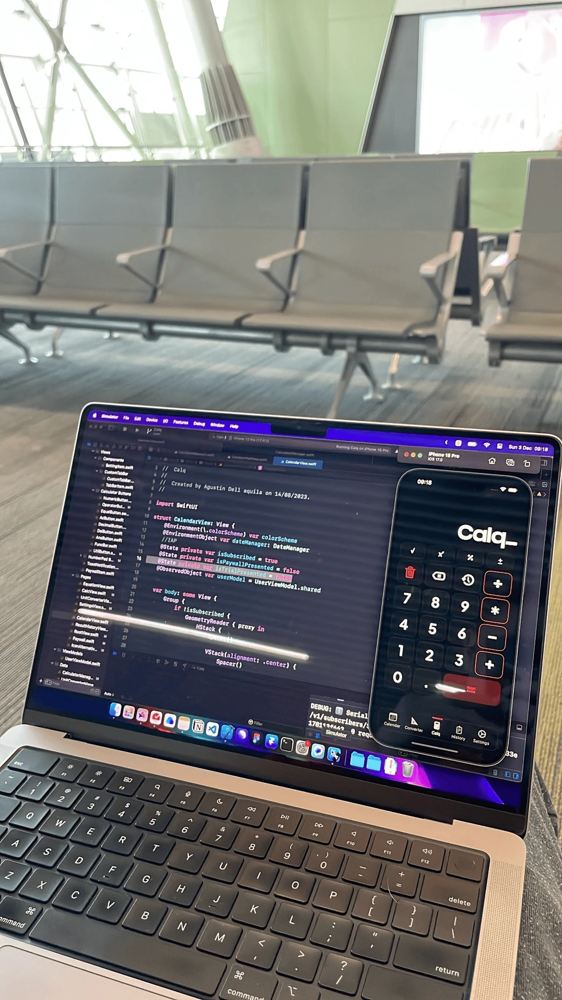 This is me coding on the airport, before arriving to the US