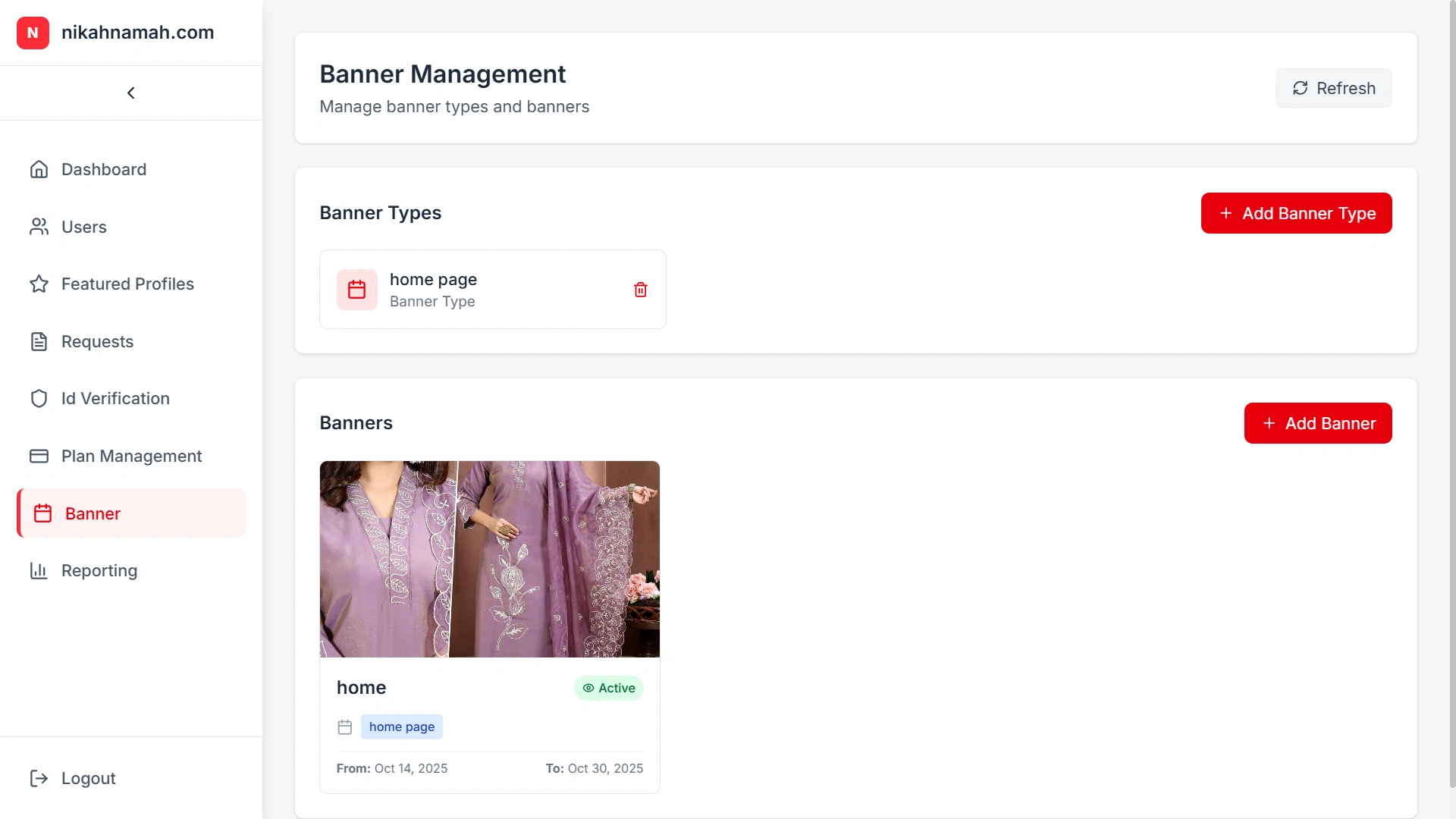 Banner management: “Manage home‑page banners with custom types, schedule active periods and preview high‑quality images.”
