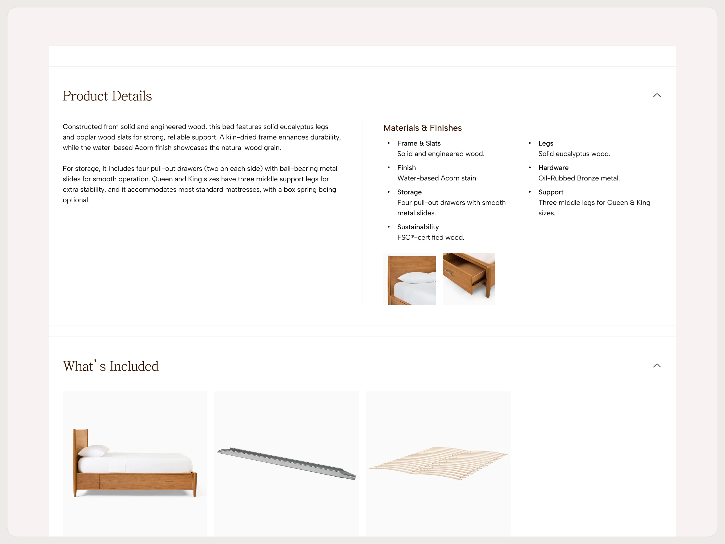 Details Section of Kinova's Product Details Page