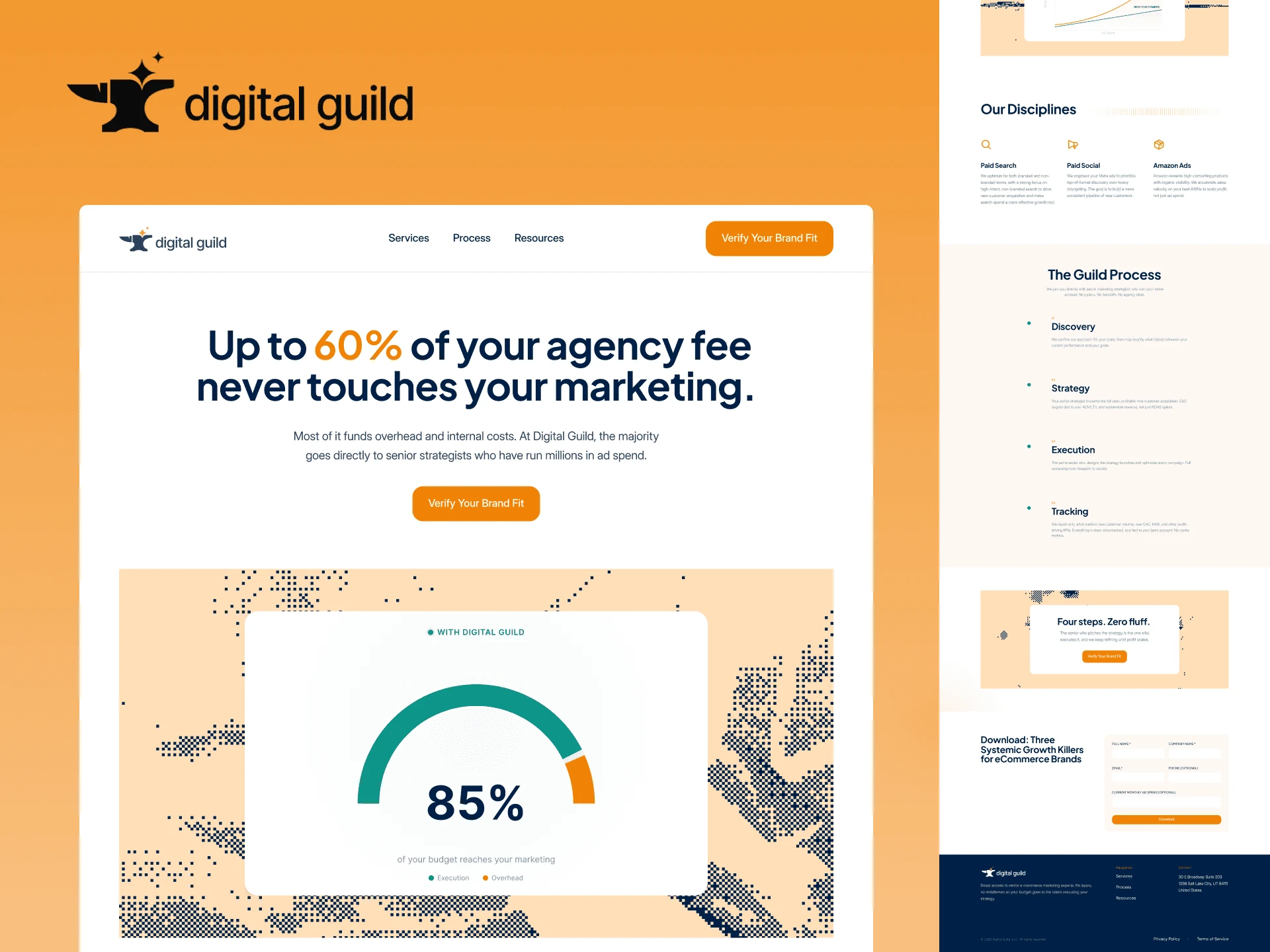 Digital Guild homepage and page layout
