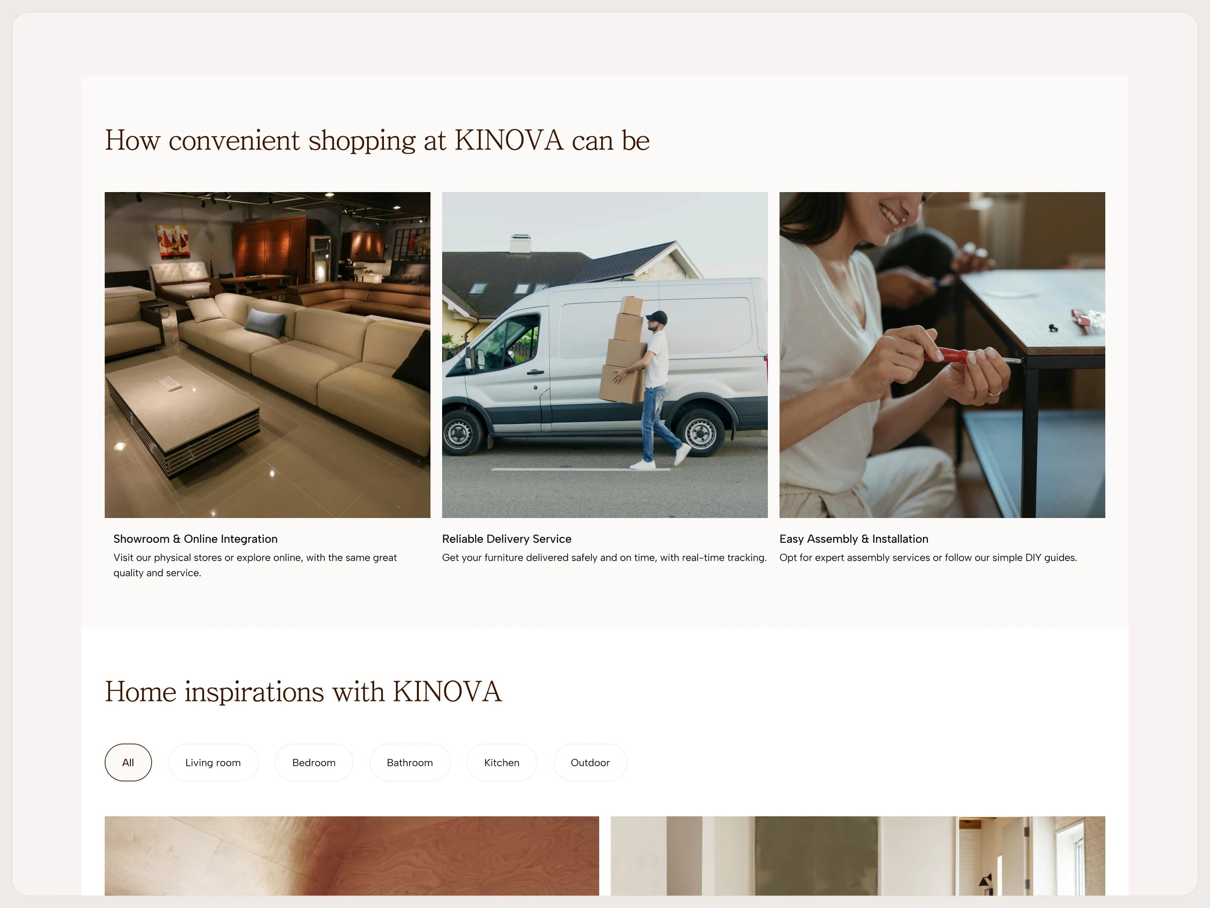 USP Section of Kinova's Landing Page