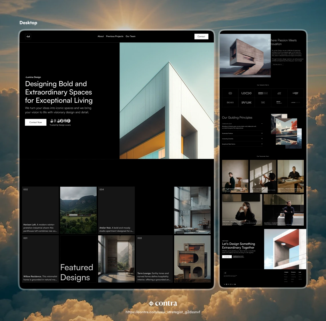 Lumina Design Landing Pages Desktop Mockup