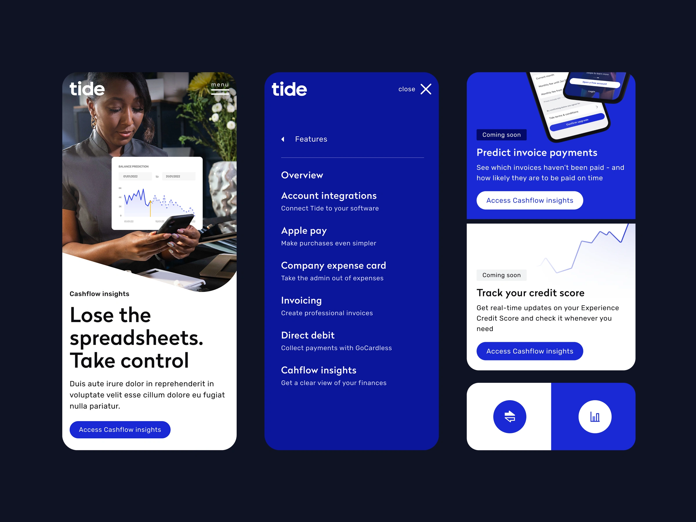 A selection of mobile screens / UI design / UX design