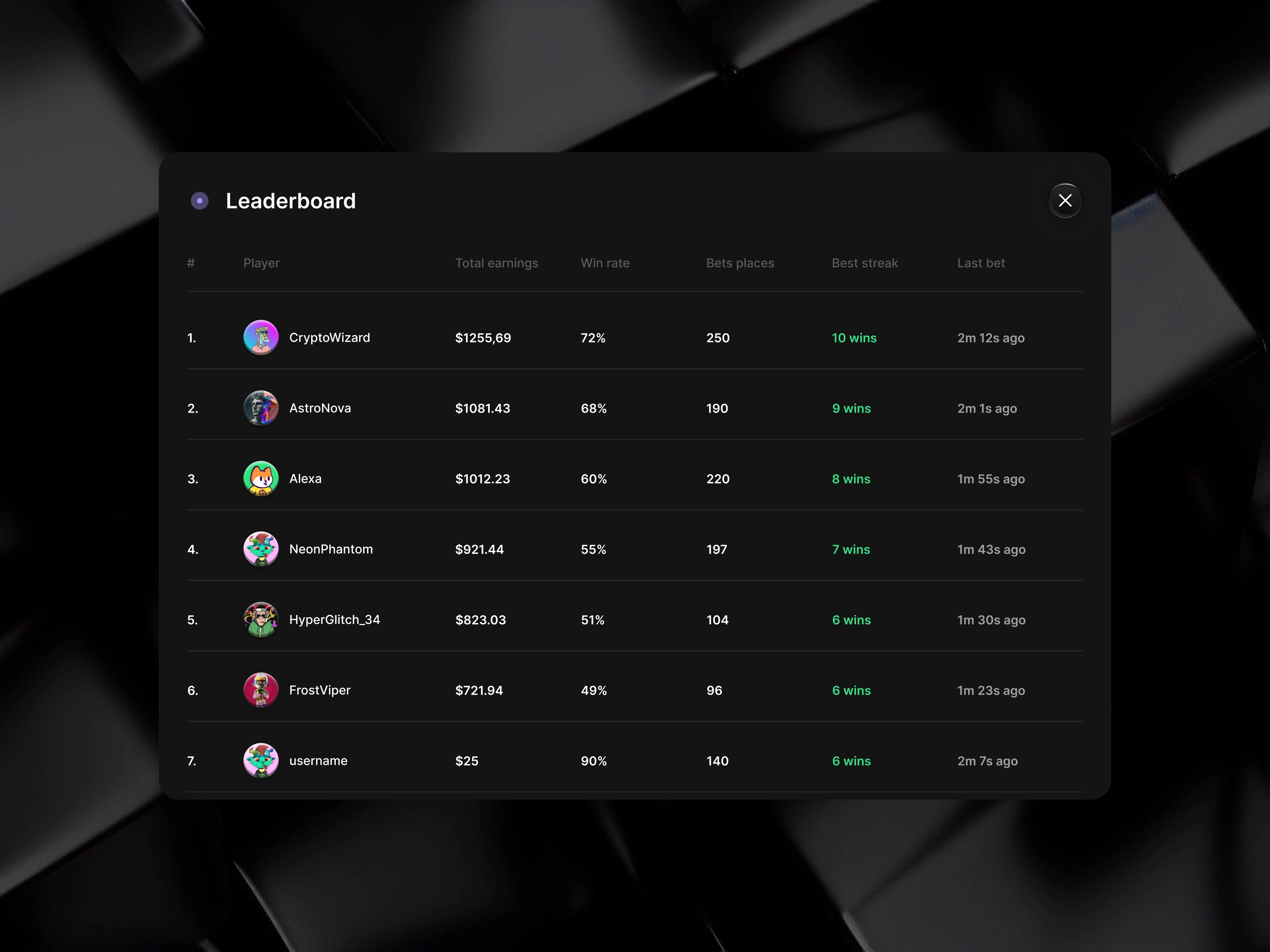 Leaderboard UI