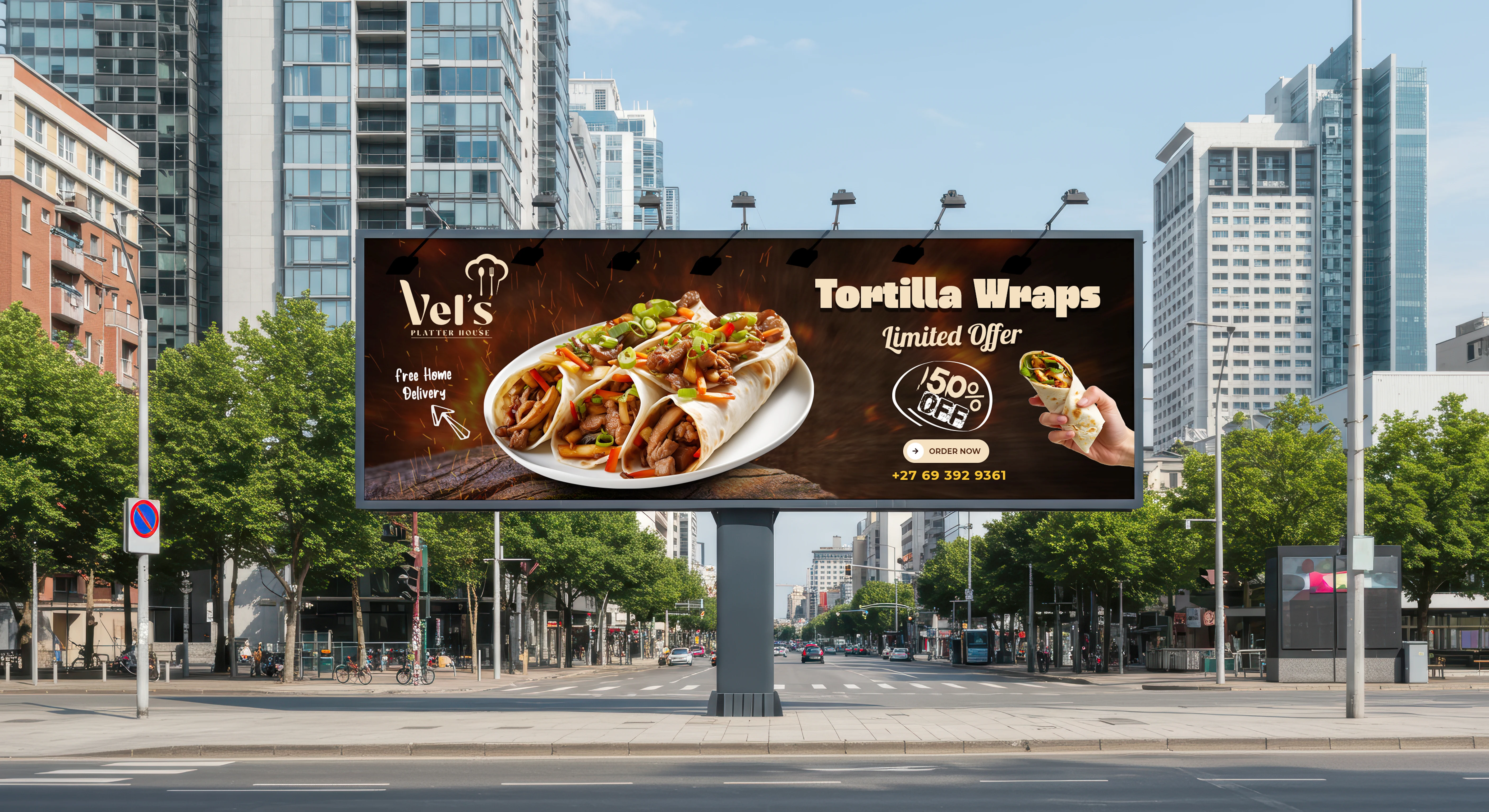 Vel's Platter House Billboard Mockup