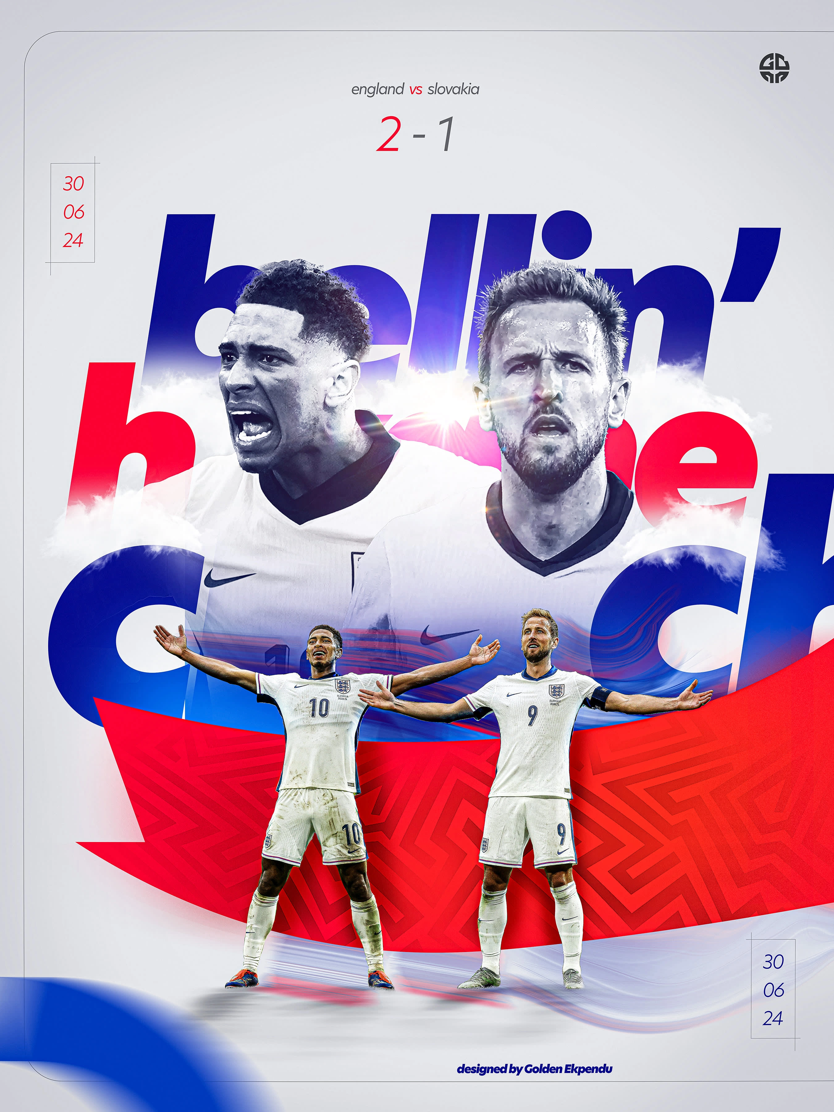 Kane & Bellingham for England against Slovakia at the Euros