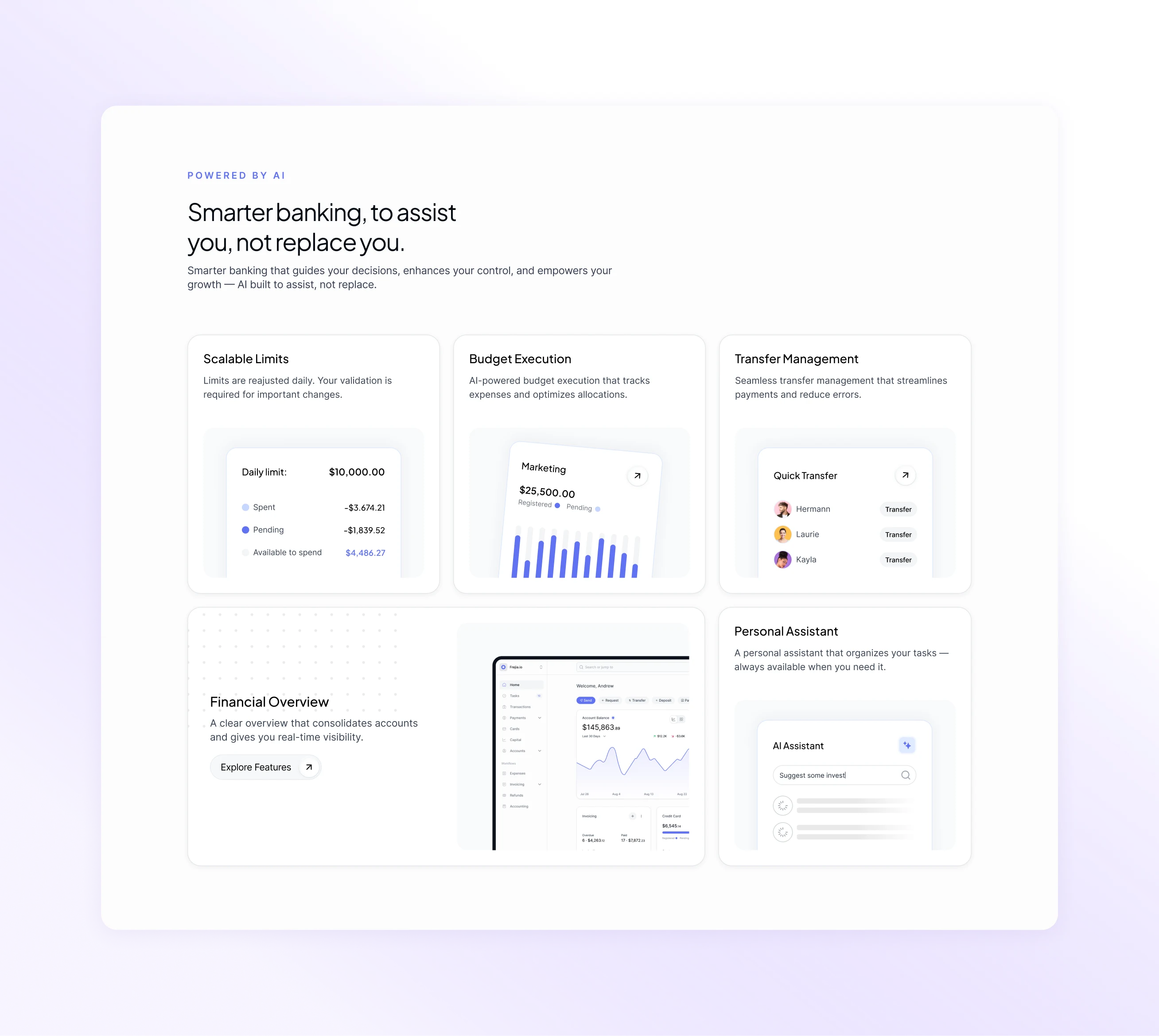 Frejia focuses on clear and strong section like this bento grid