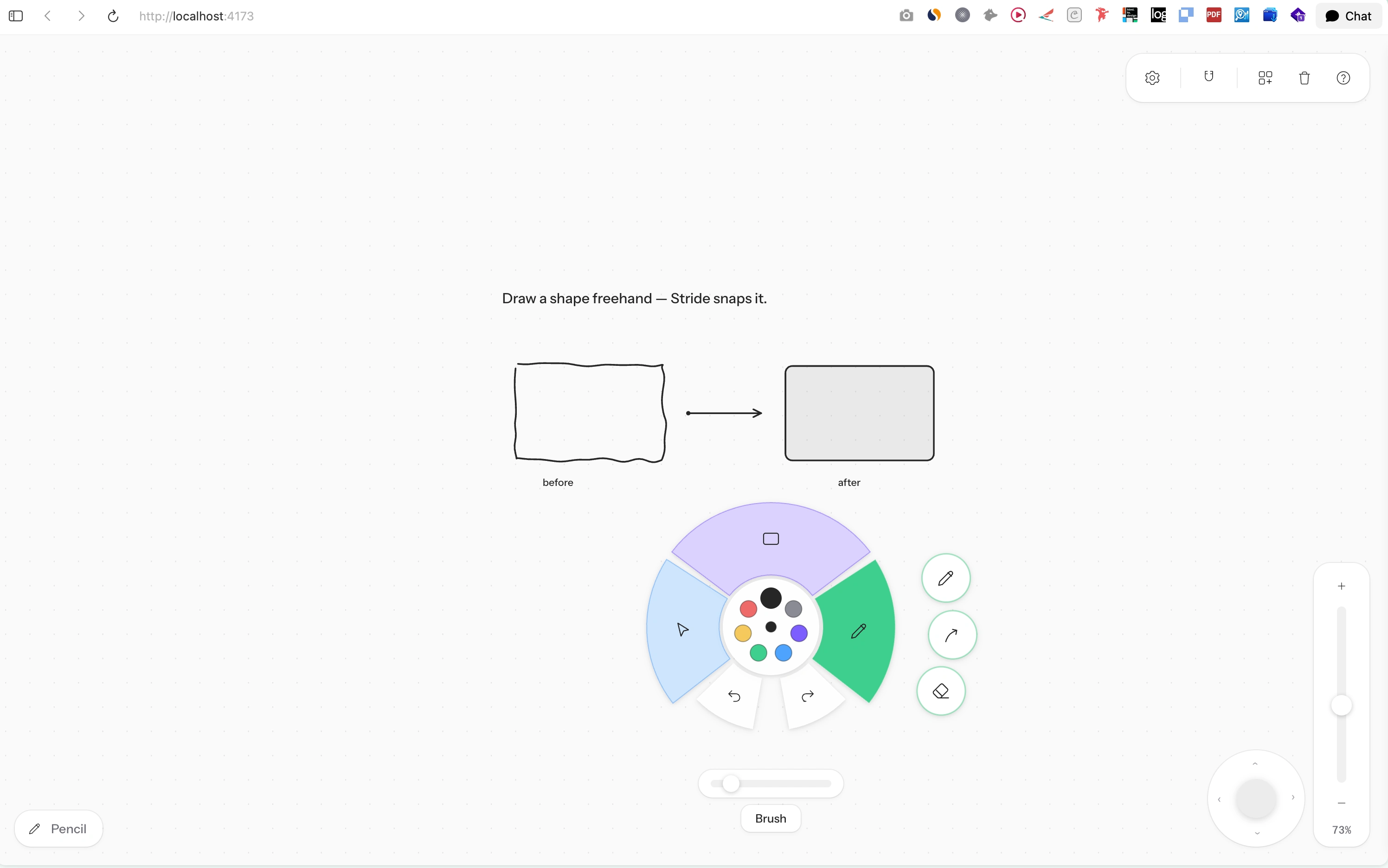 The radial menu — tools appear where you are