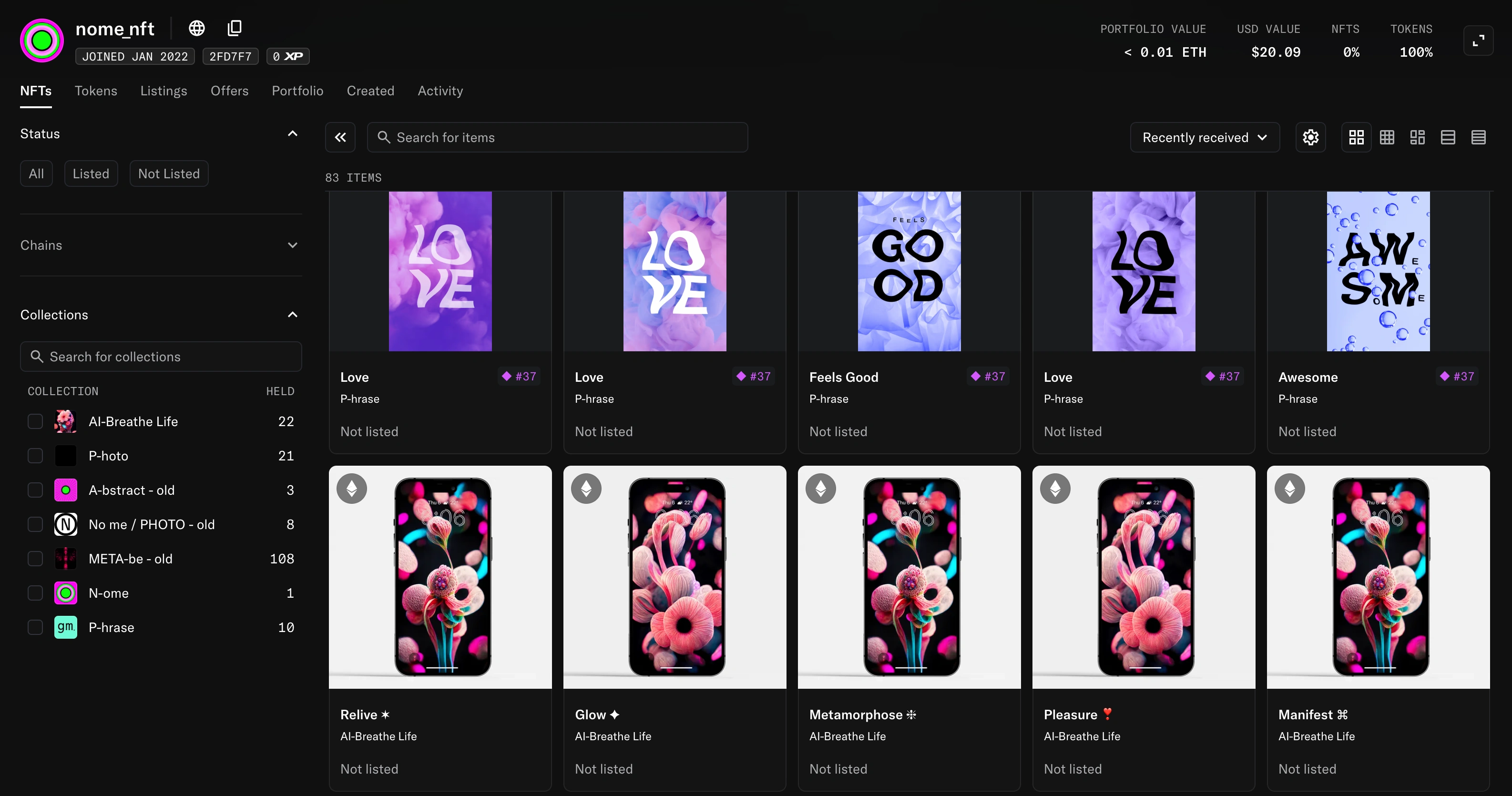 Ethereum collection on OpenSea