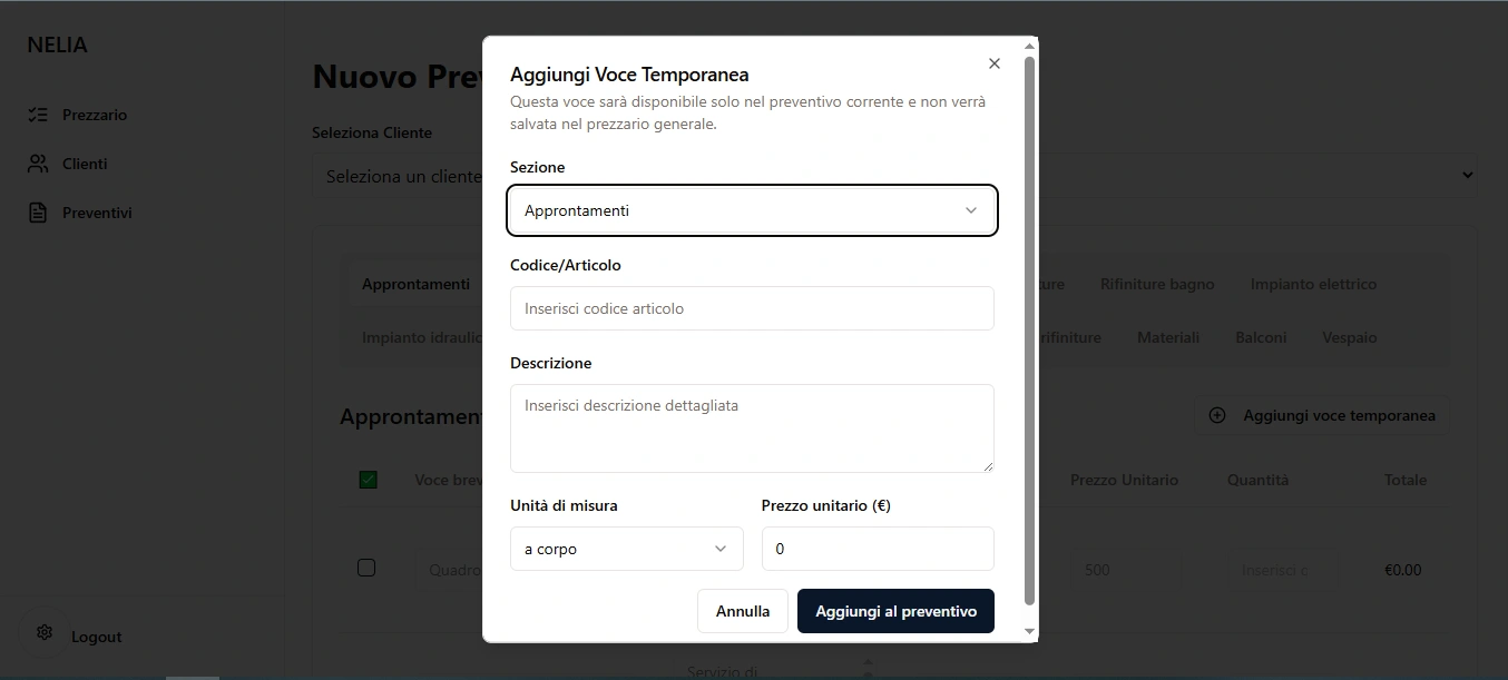 Nelia - Replit Web Application Add Products Modal