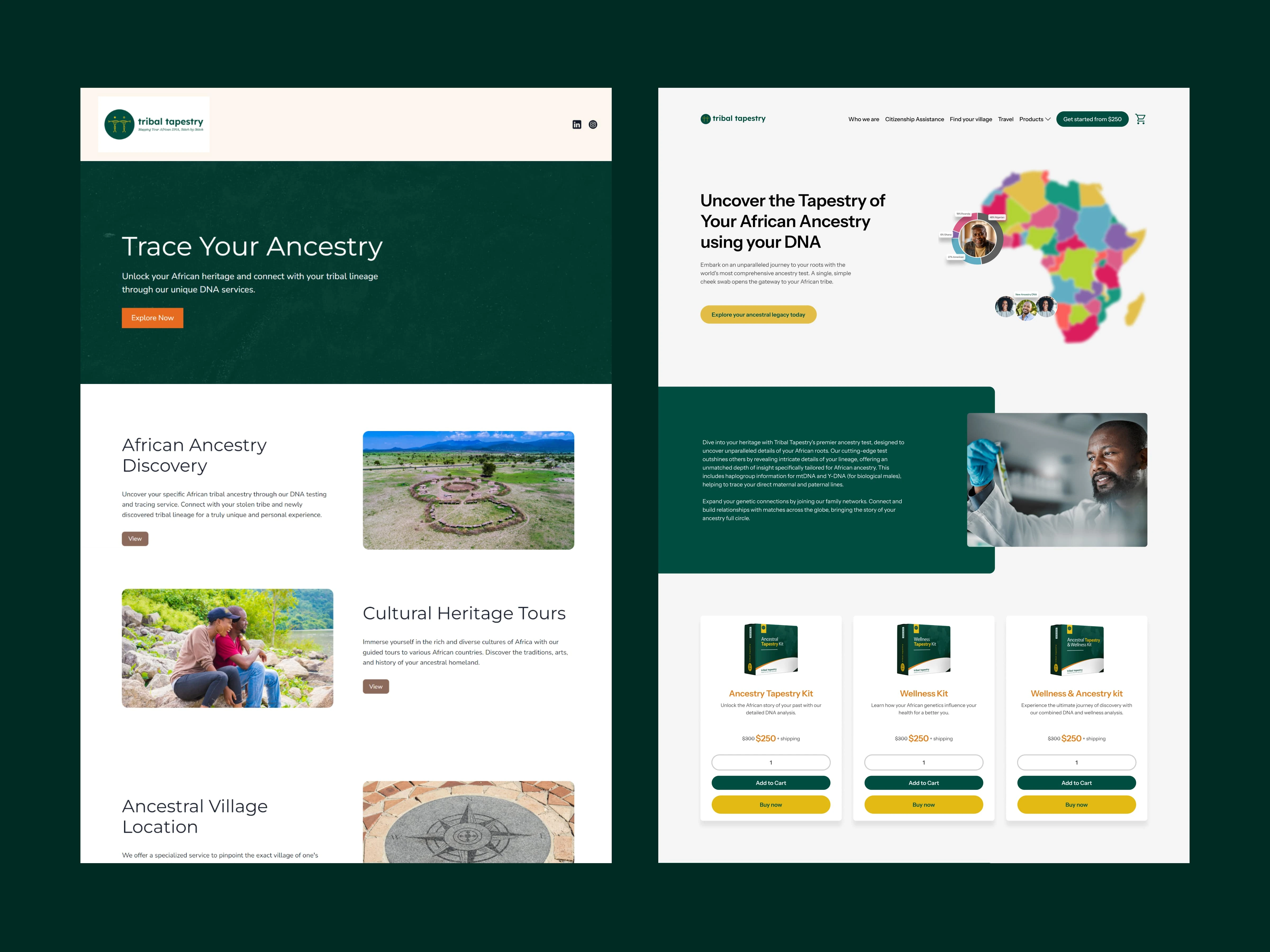 Before and after home page