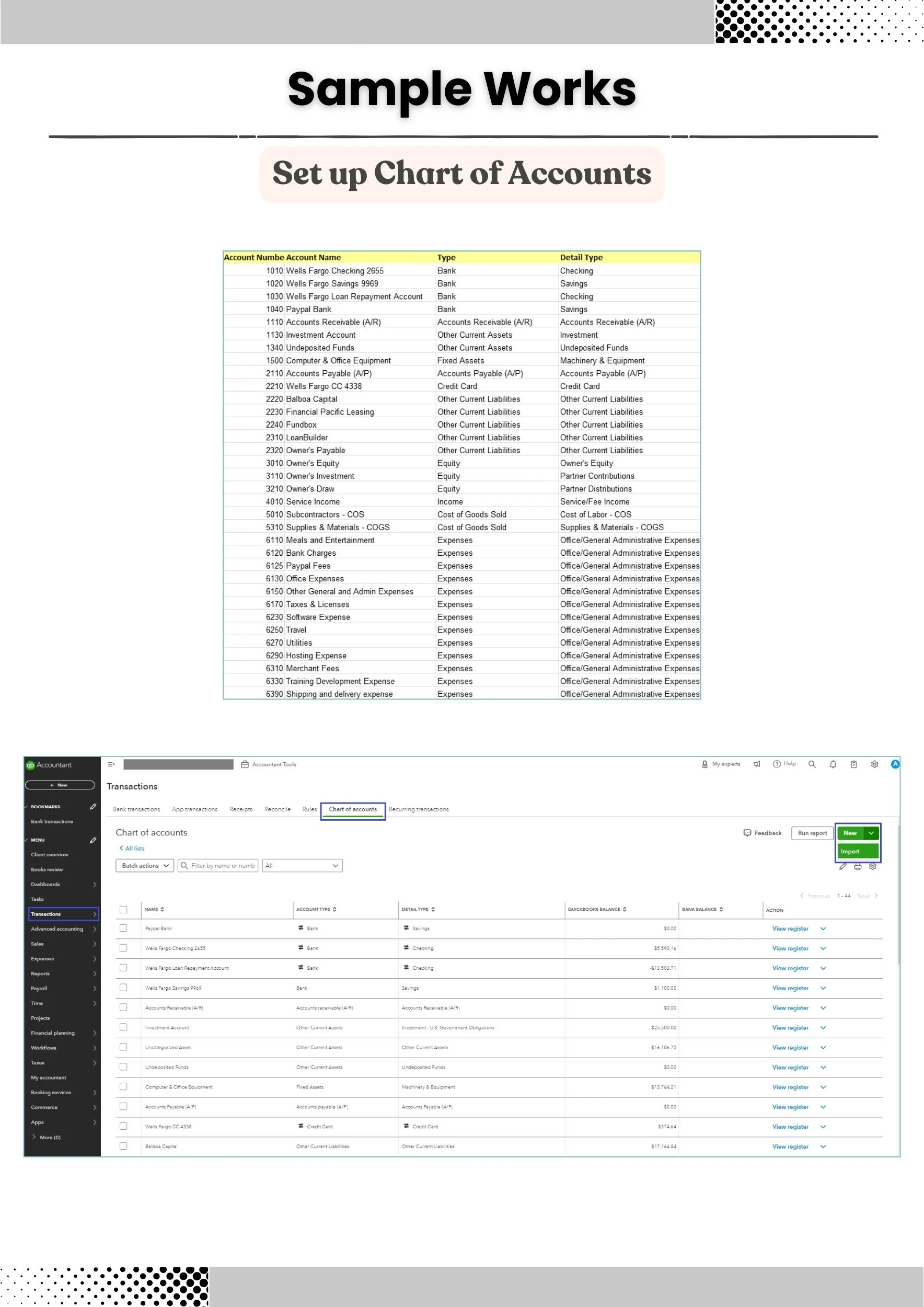 Set up Chart of Accounts