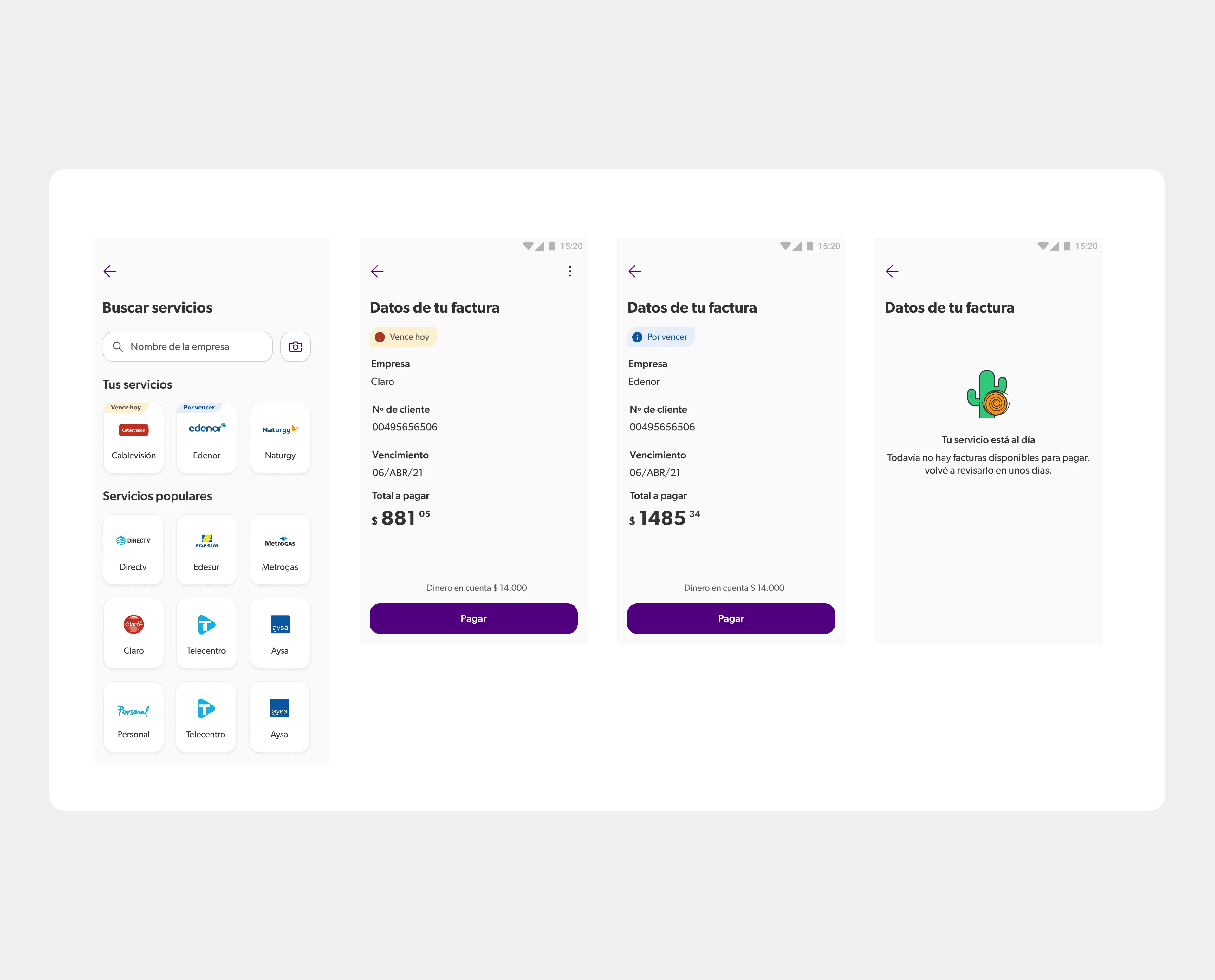 Save and stay up to date with “Your Services”
This feature lets users save their preferred services, so they don’t need to scan or search for them again. Once linked, they'll get reminders when bills are close to their due date—and confirmation when they're up to date.