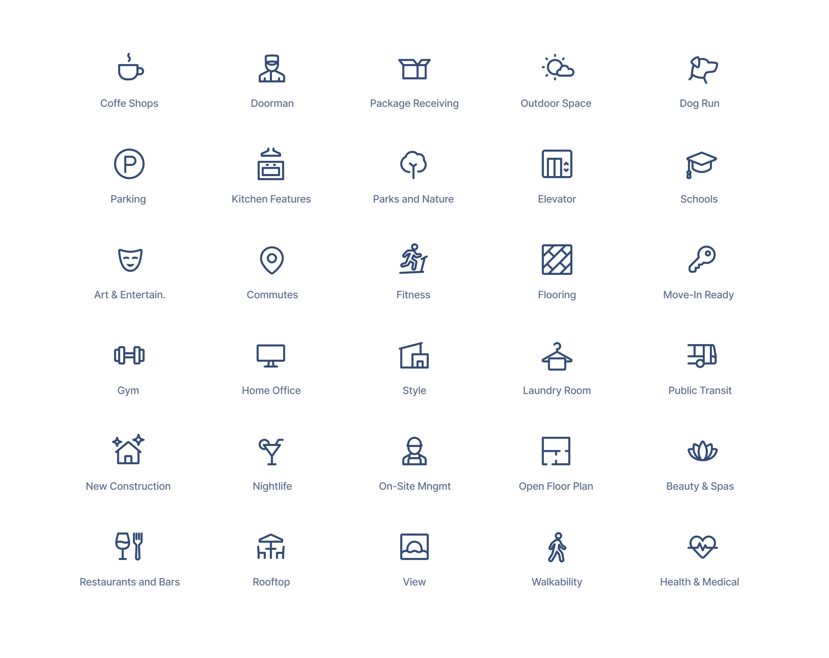 Custom real estate icon set