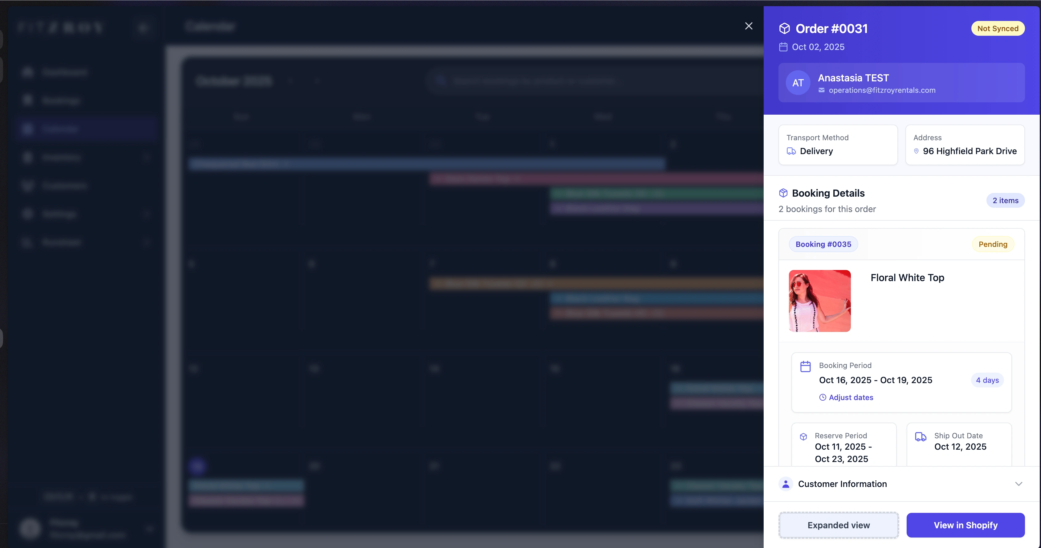 Order overview