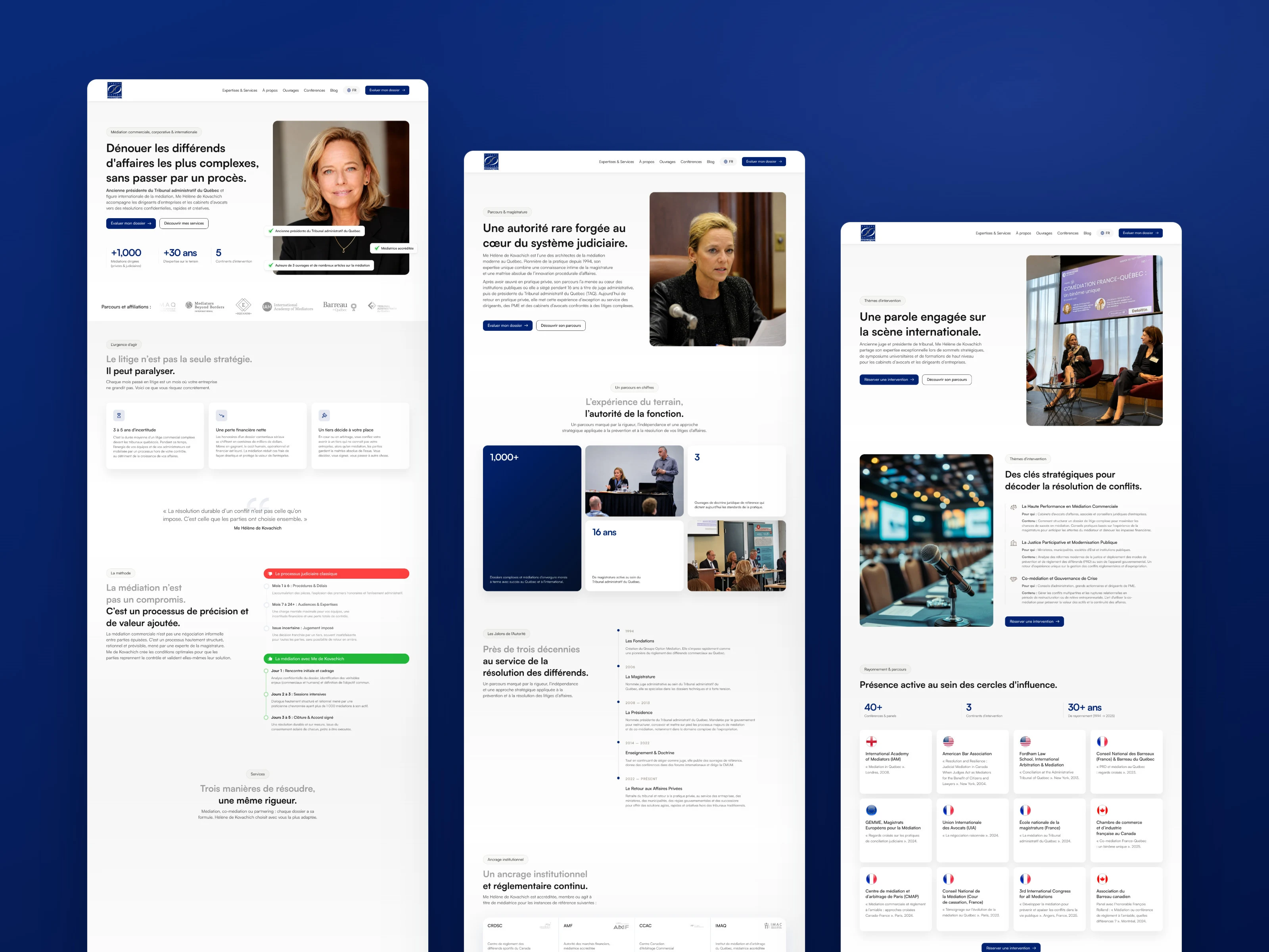 Key pages of the Option Médiation website