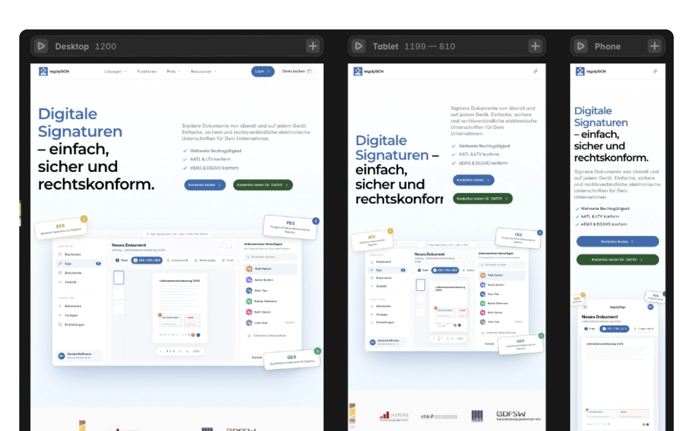 Breakpoints of the Homepage on Framer