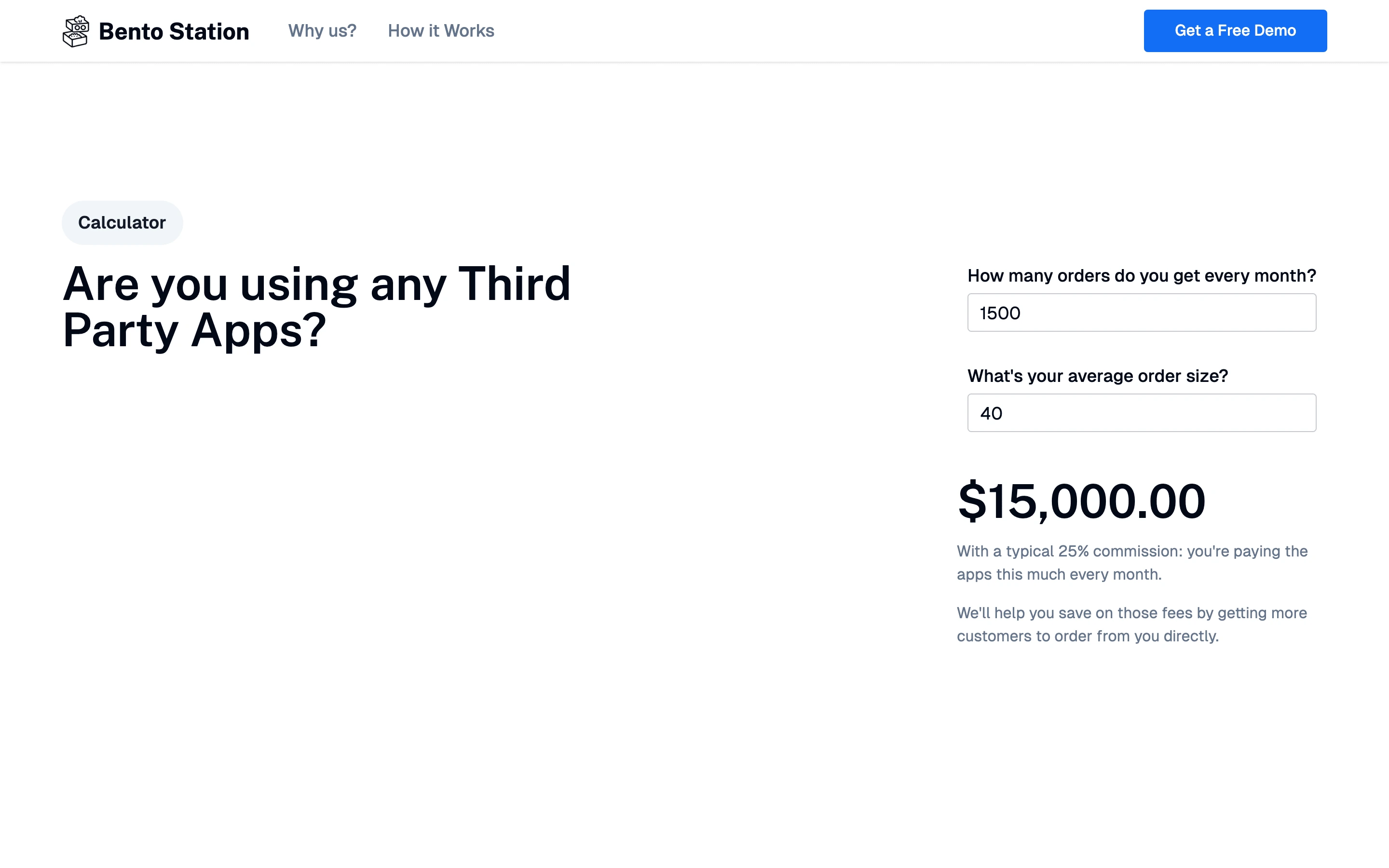 Savings Calculator | Bento Station