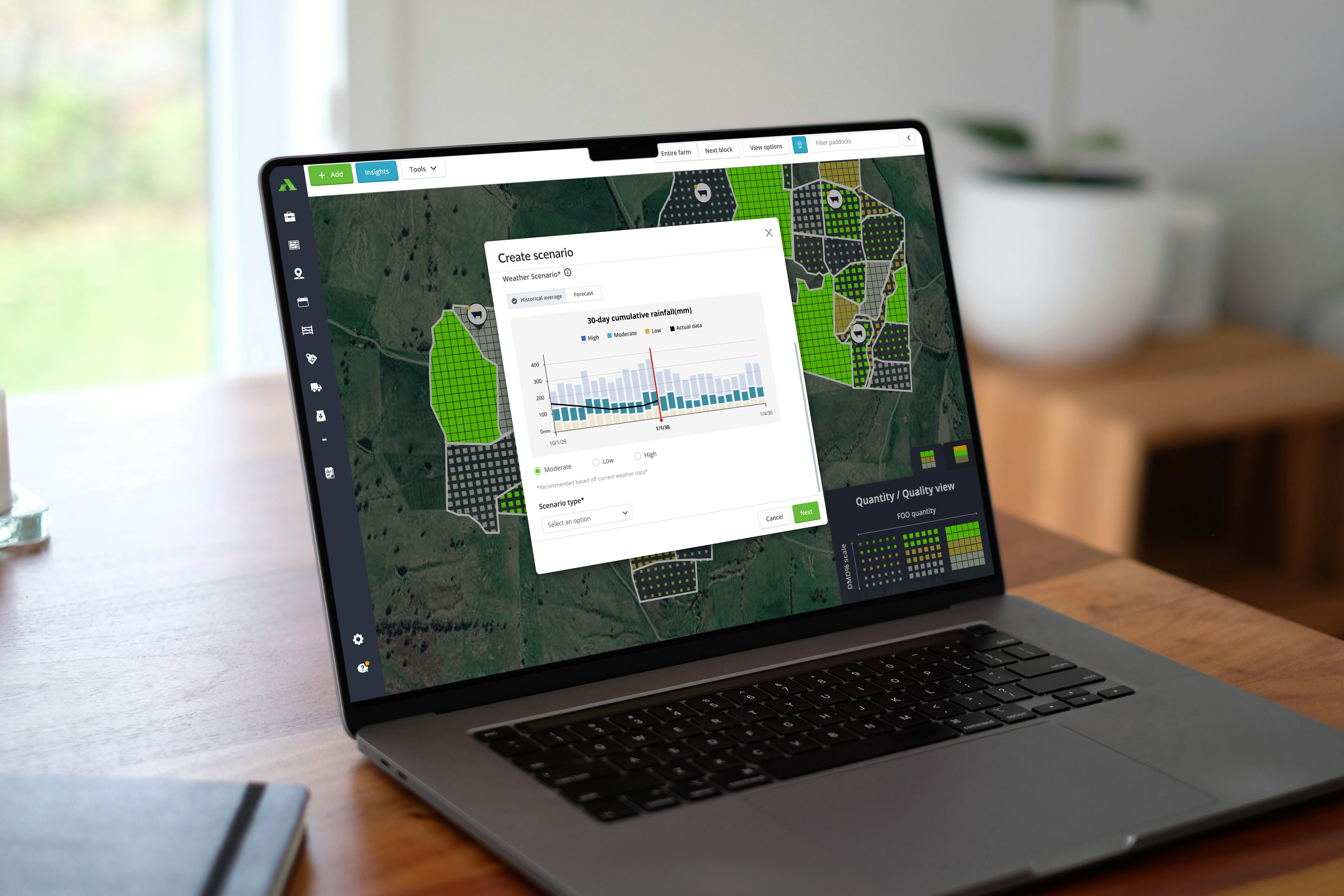 Selecting a scenario with moderate rainfall predictions