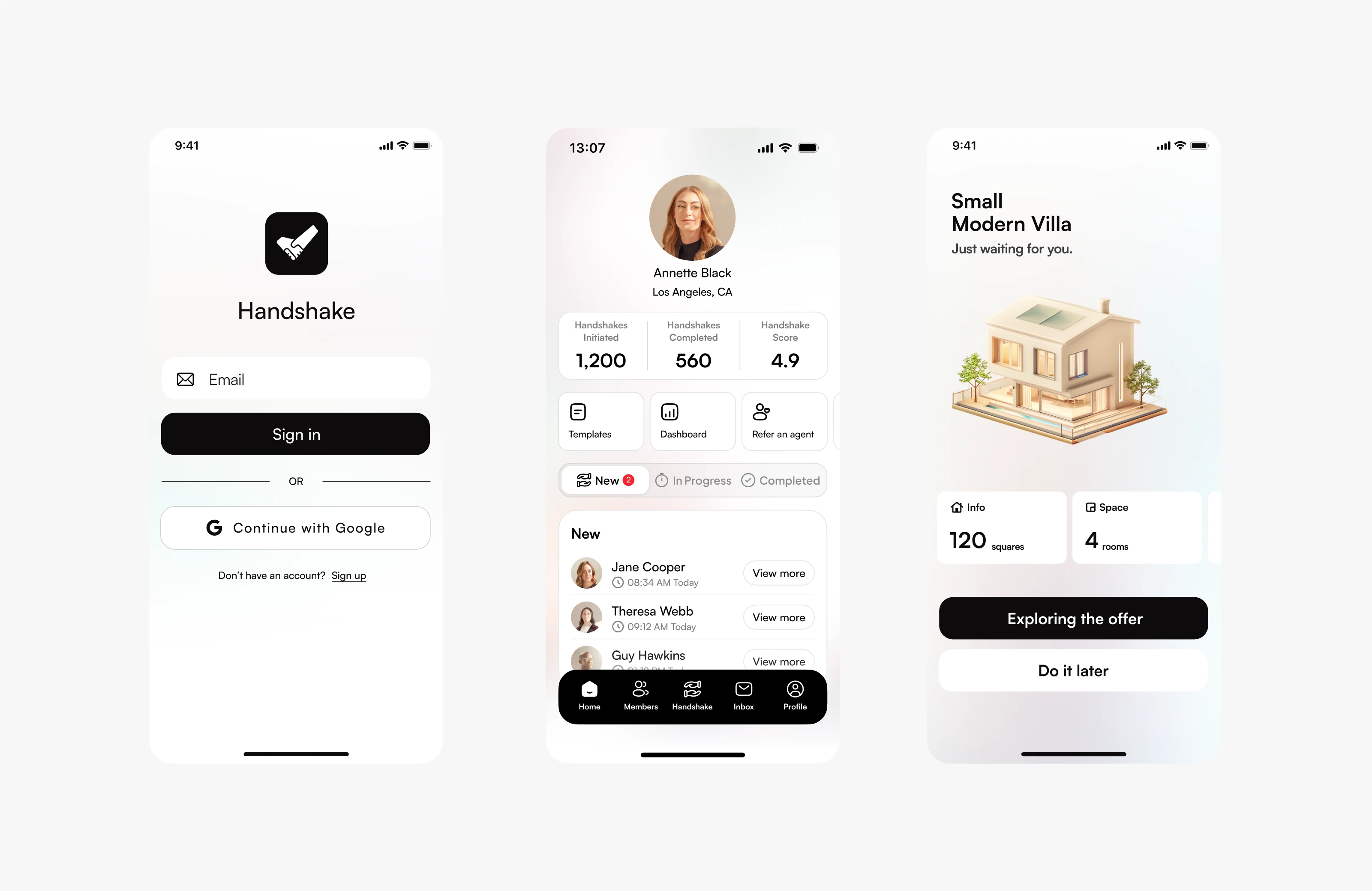 App screens