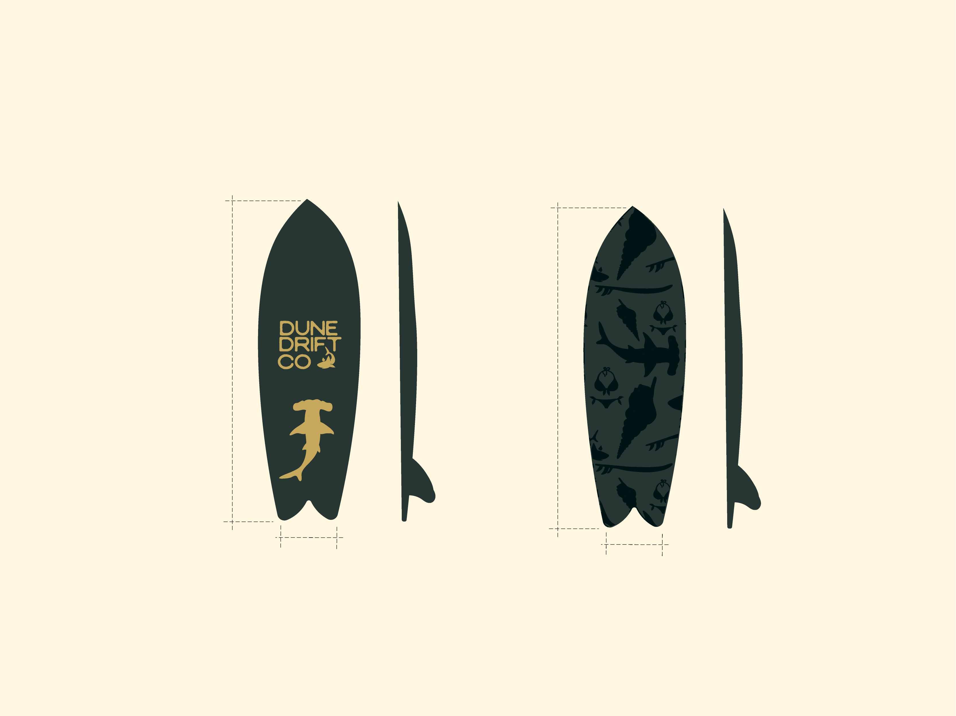 Surf board design ideas using brand's logo and pattern