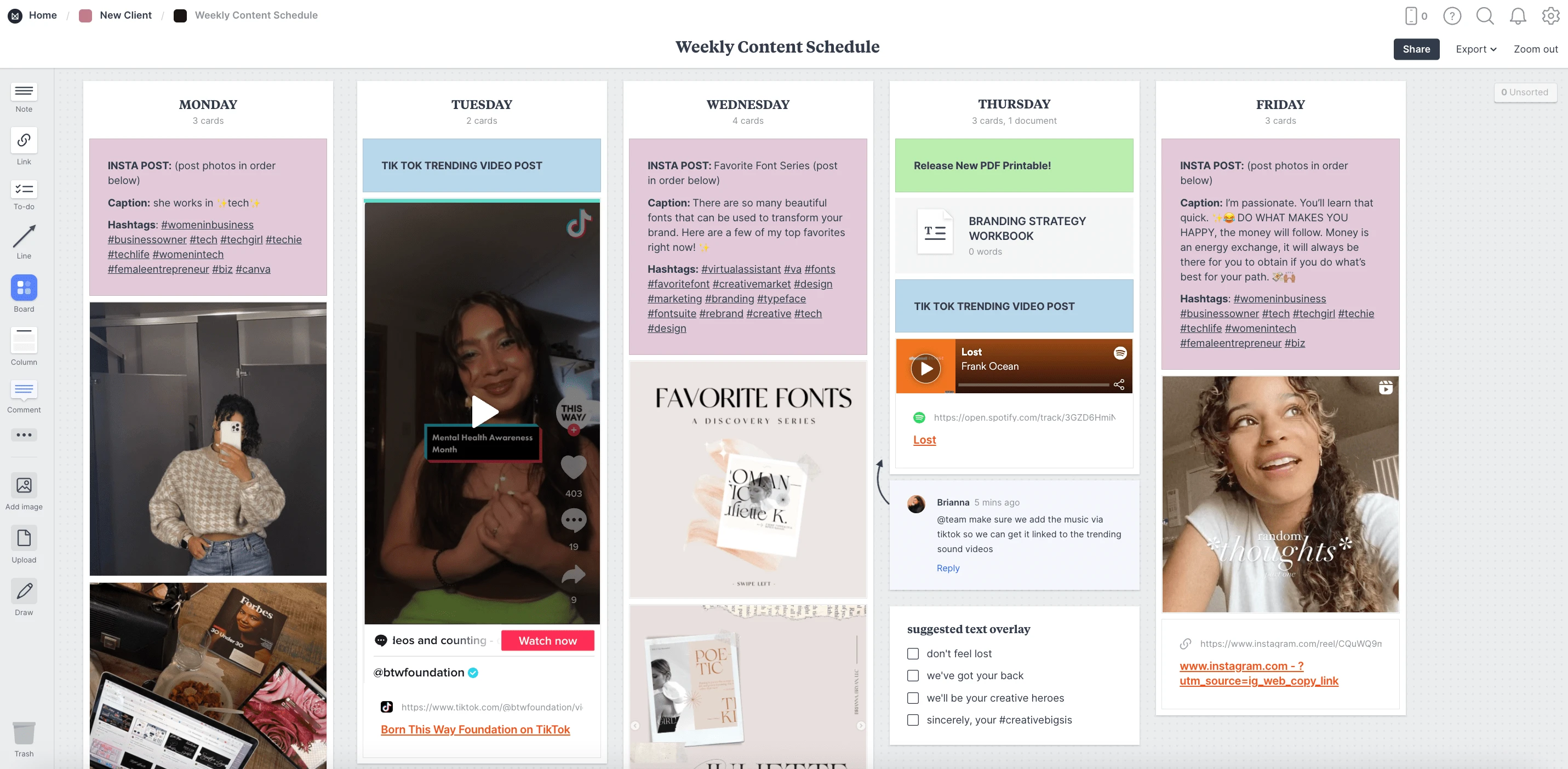 Weekly Content Plan (Sample)