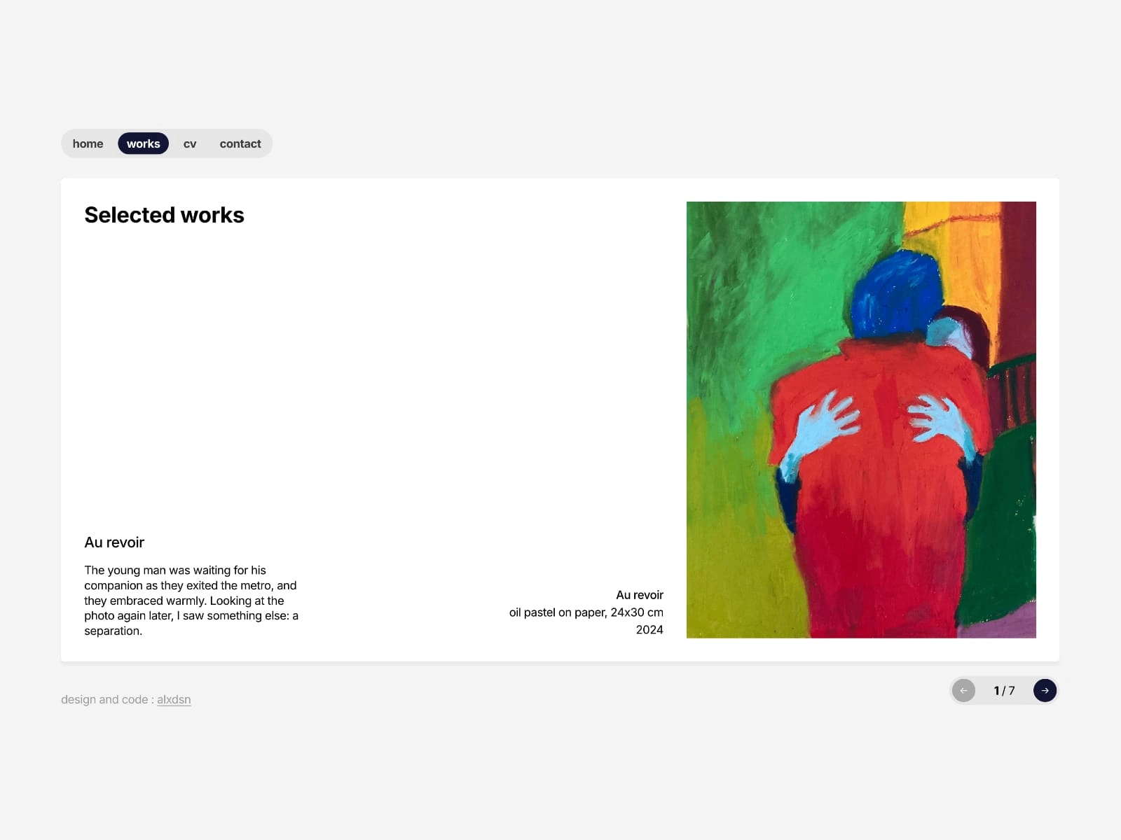 Selected works page with a carousel