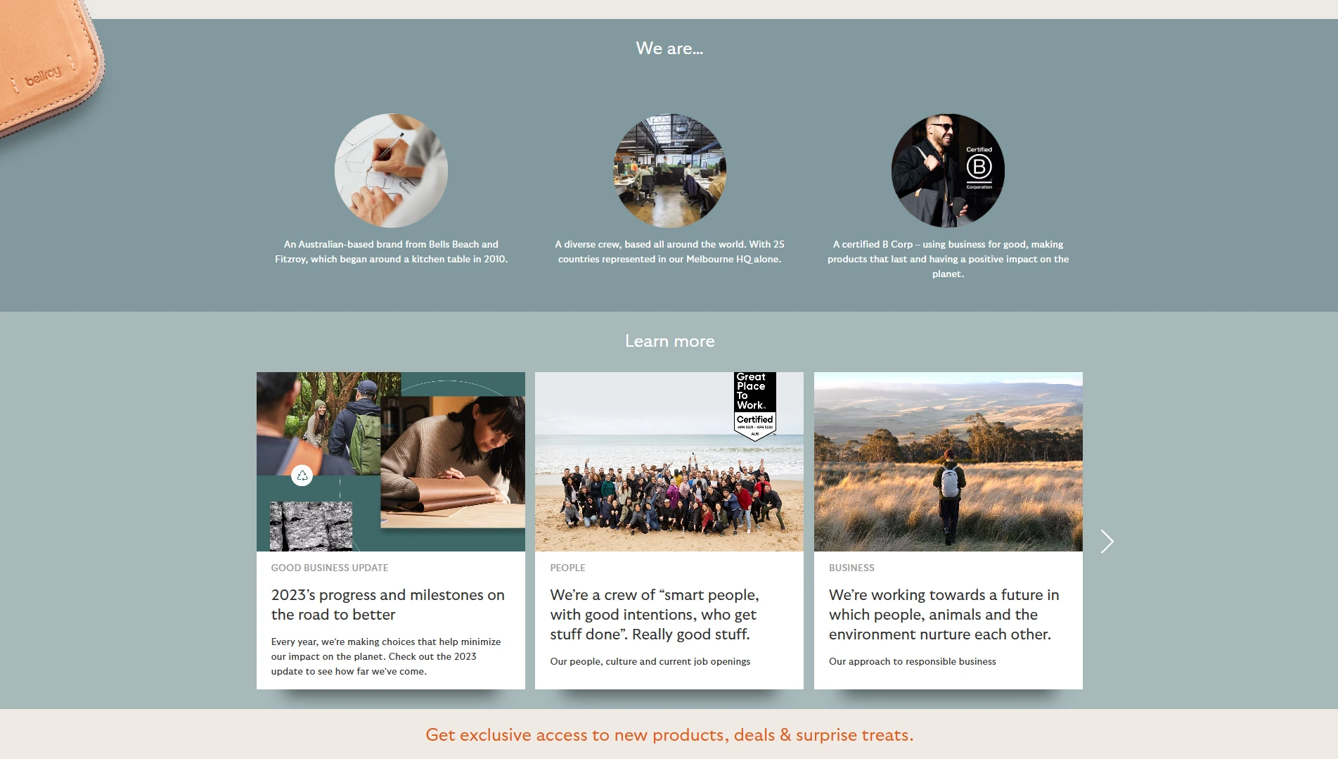 About & Sustainability Pages
