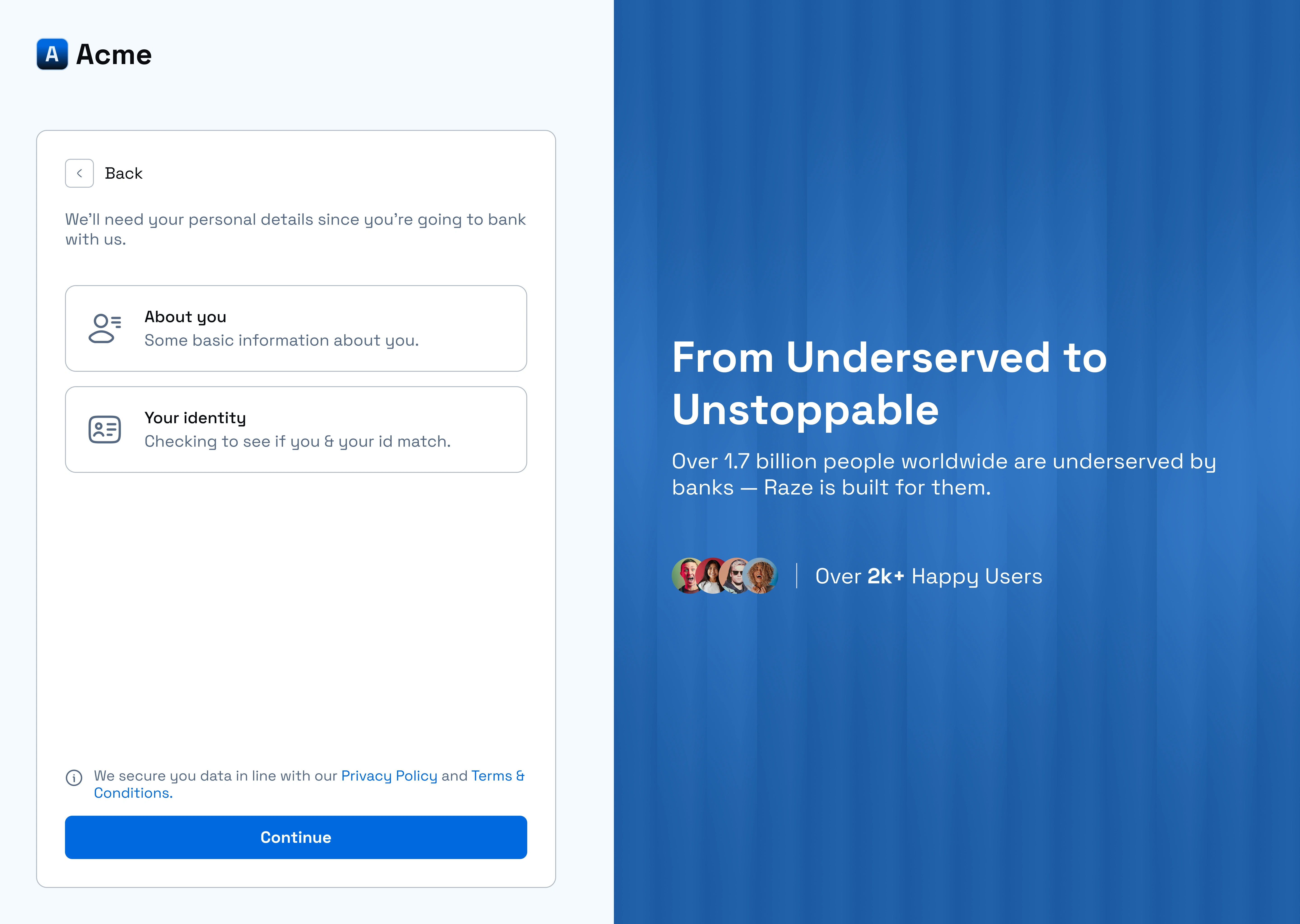 Onboarding - Personal Account