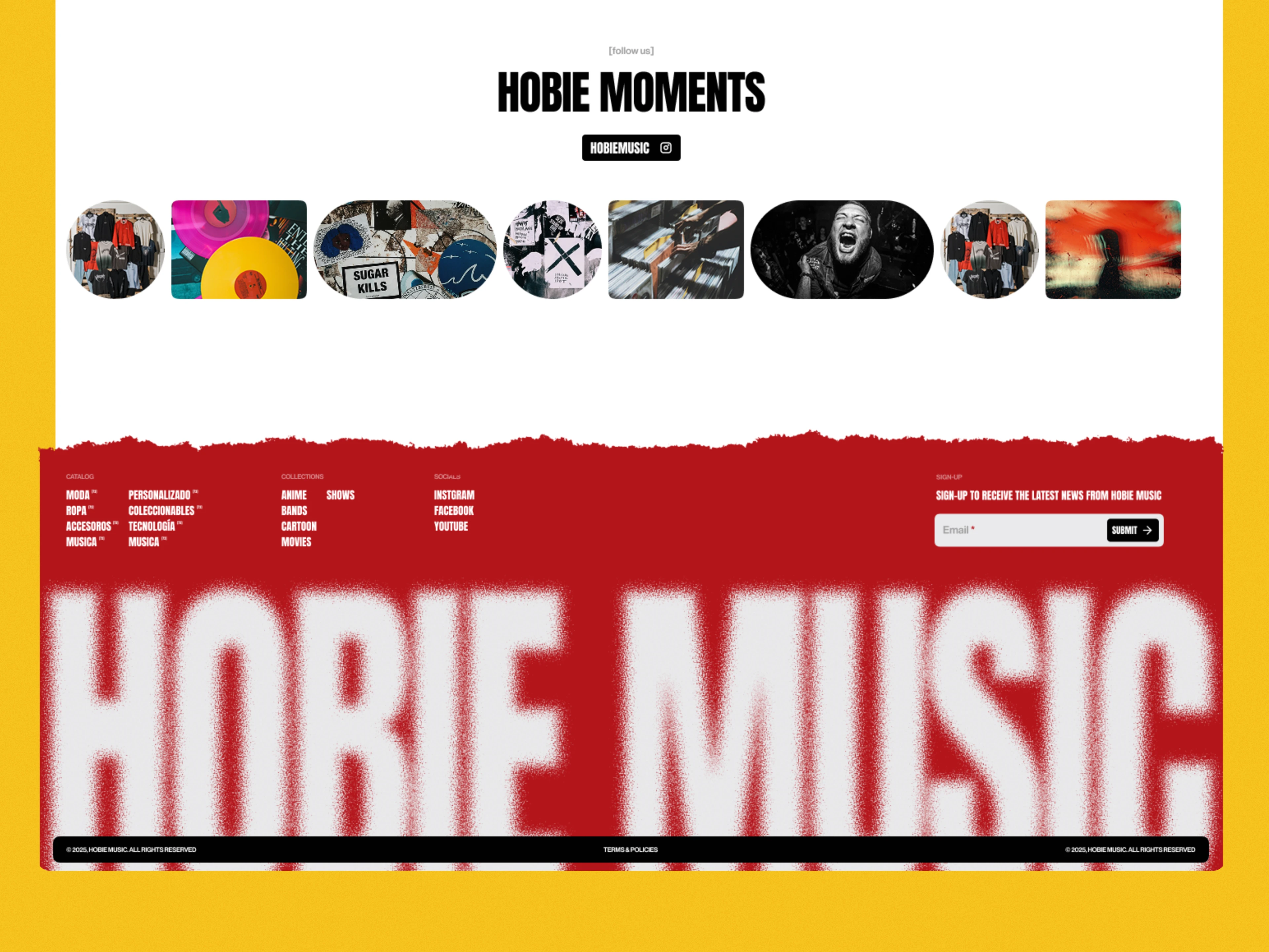 Bold color footer showcasing strong branding with a prominent logo presence