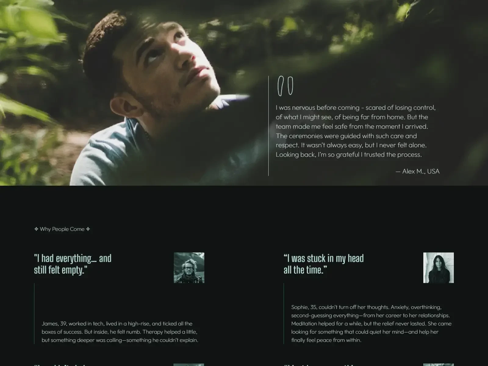 The testimonial is placed right after the Hero section to gain trust immediately.