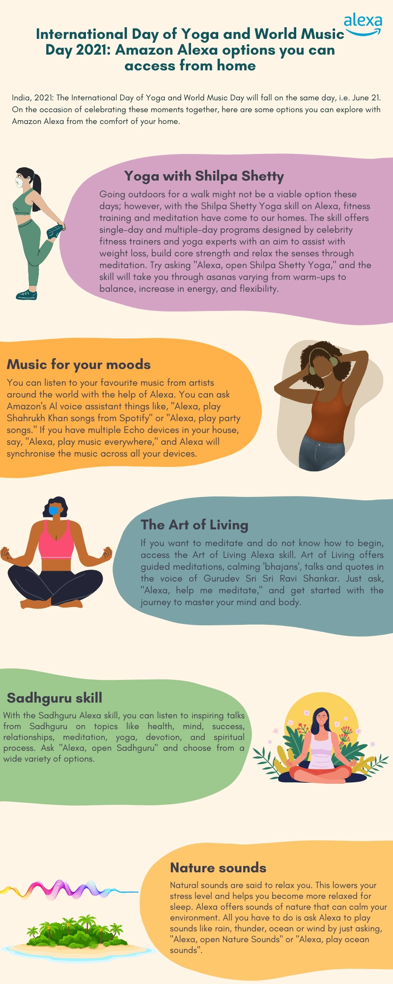 Alexa listicle for International Day of Yoga and Music Day