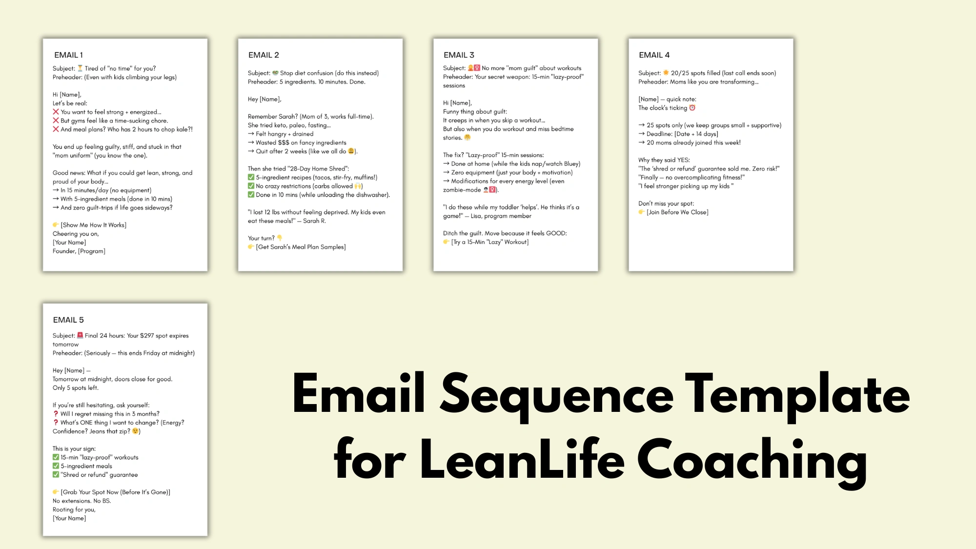 Email Sequence for LeanLife Coaching