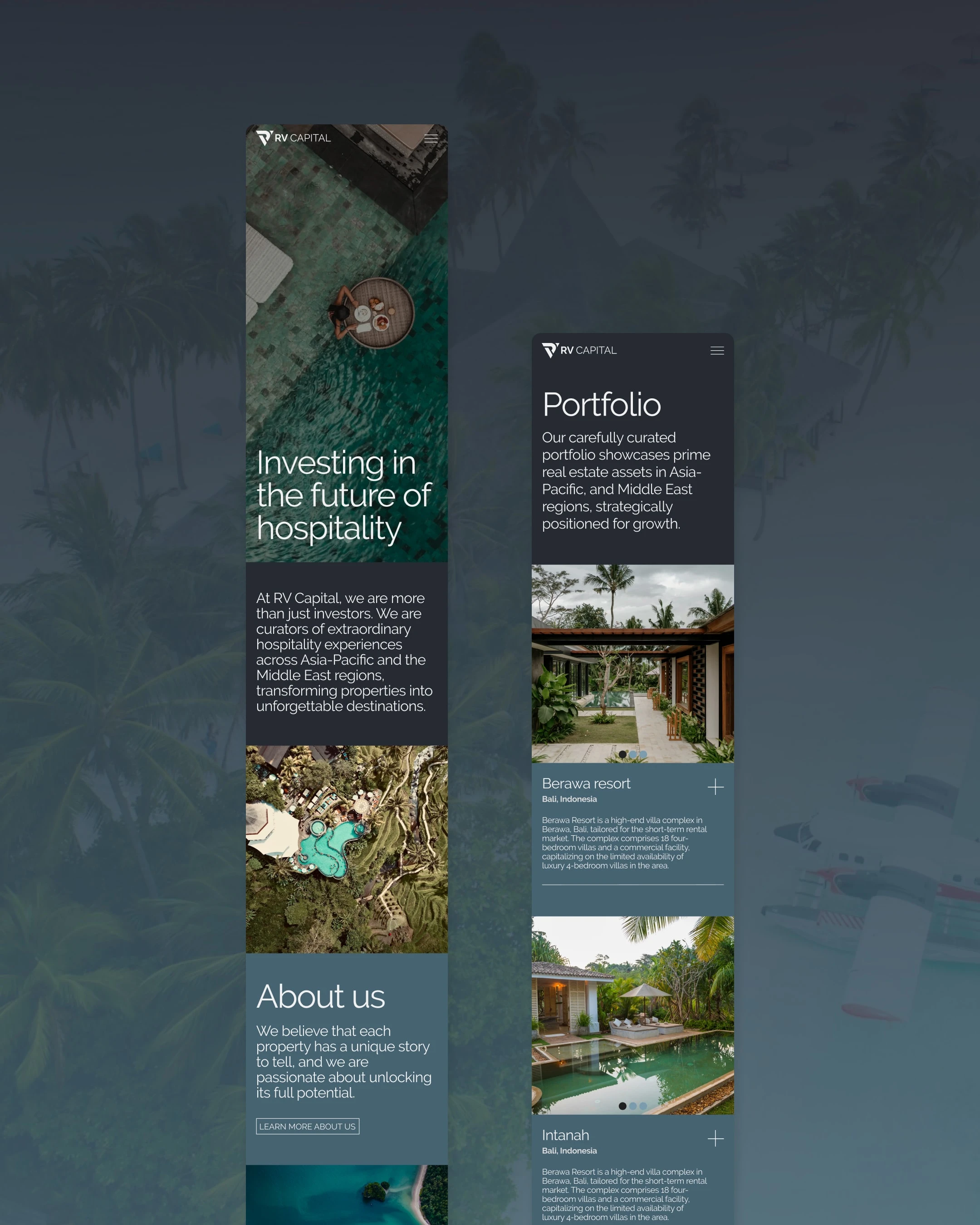 Responsive versions for RV Capital's website