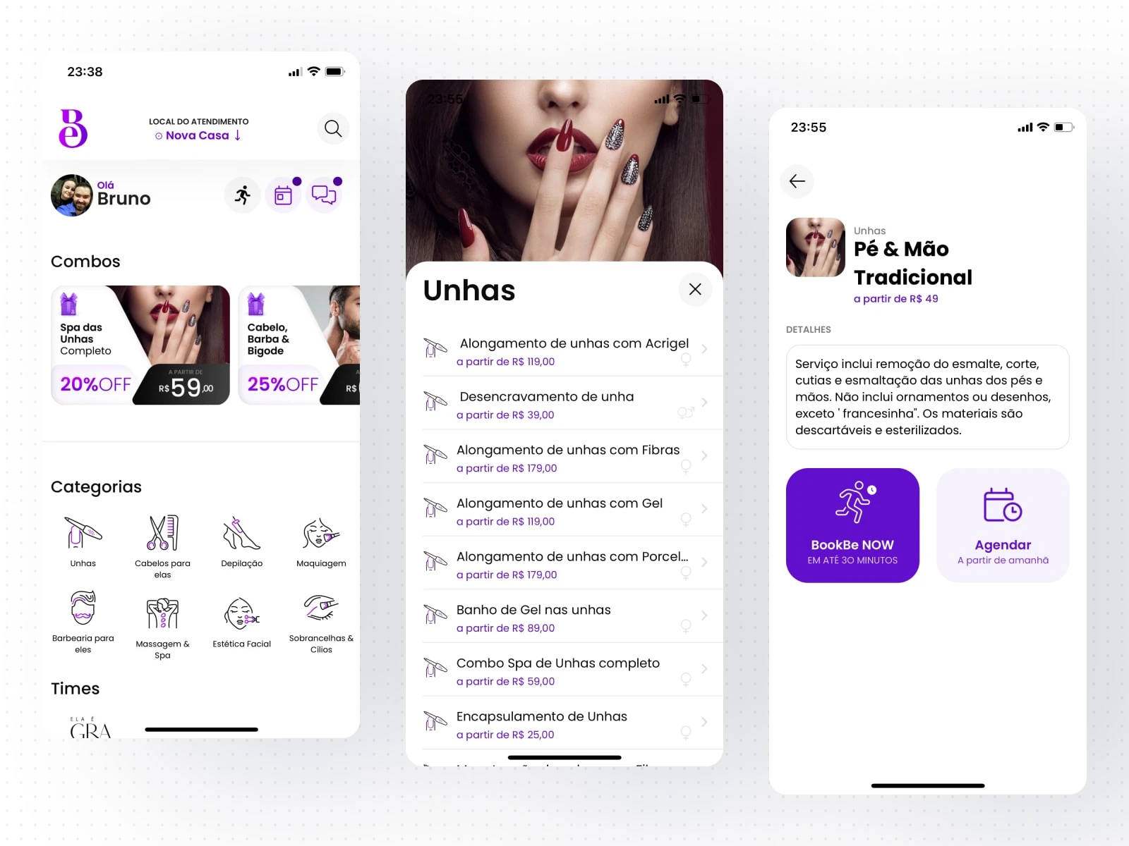 Detailed service information with real-time pricing and instant booking