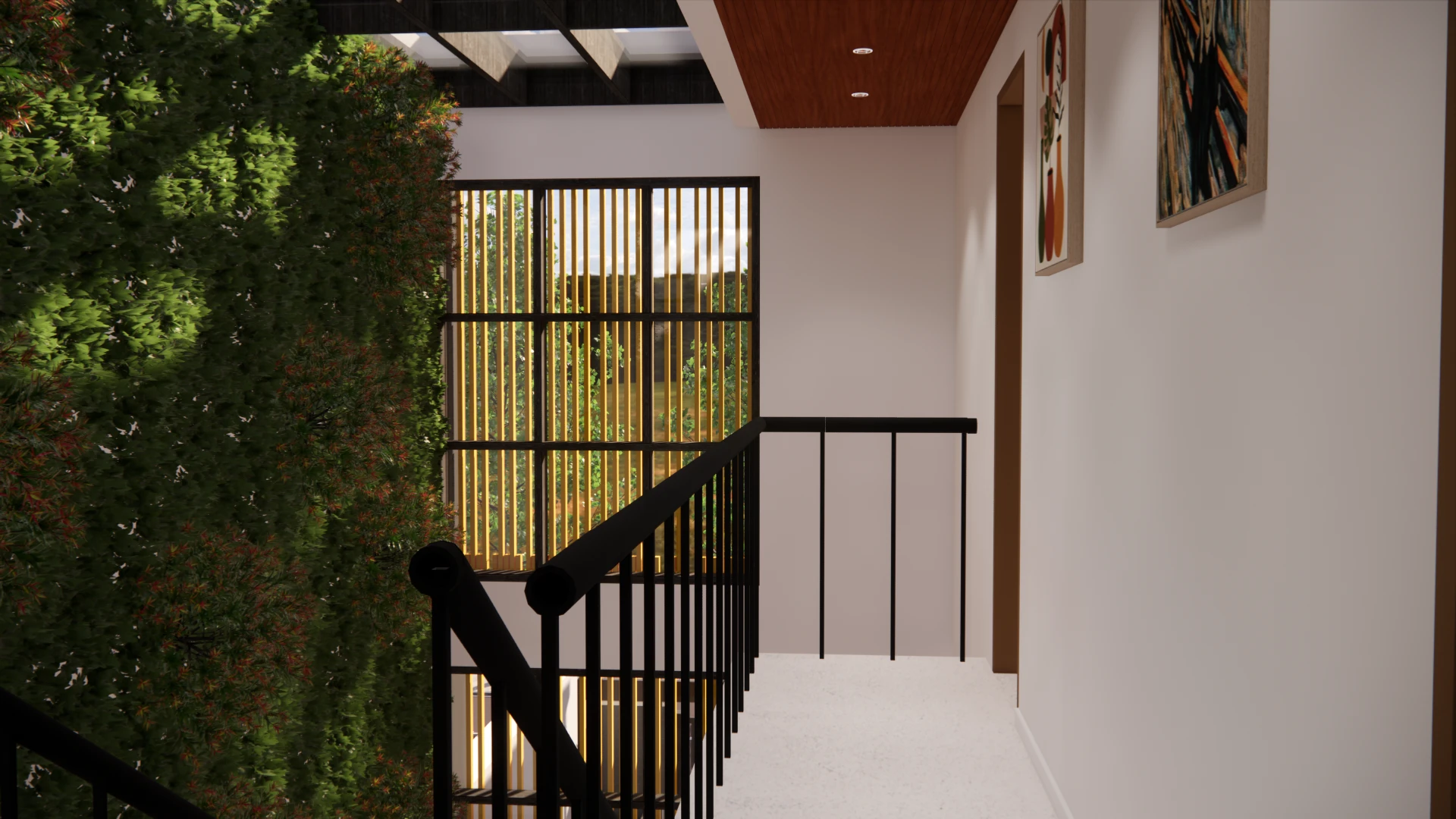 Stairs + bedrooms entries