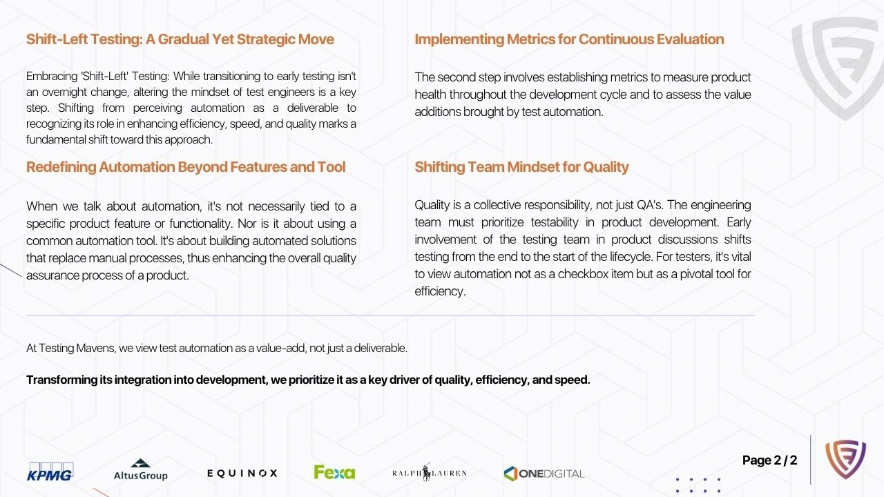 Transforming Test Automation (2/2) - Testing Mavens