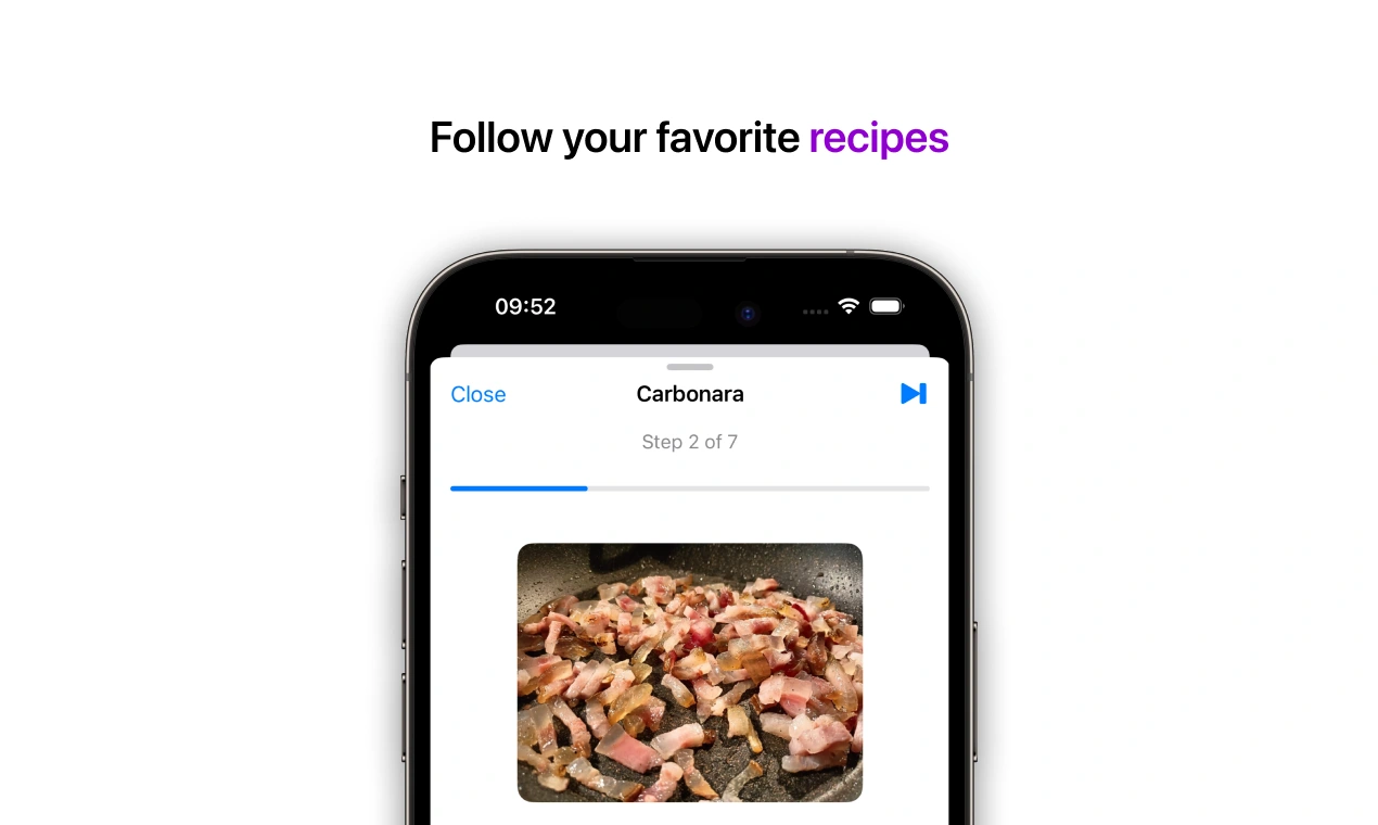 Recipe step by step page