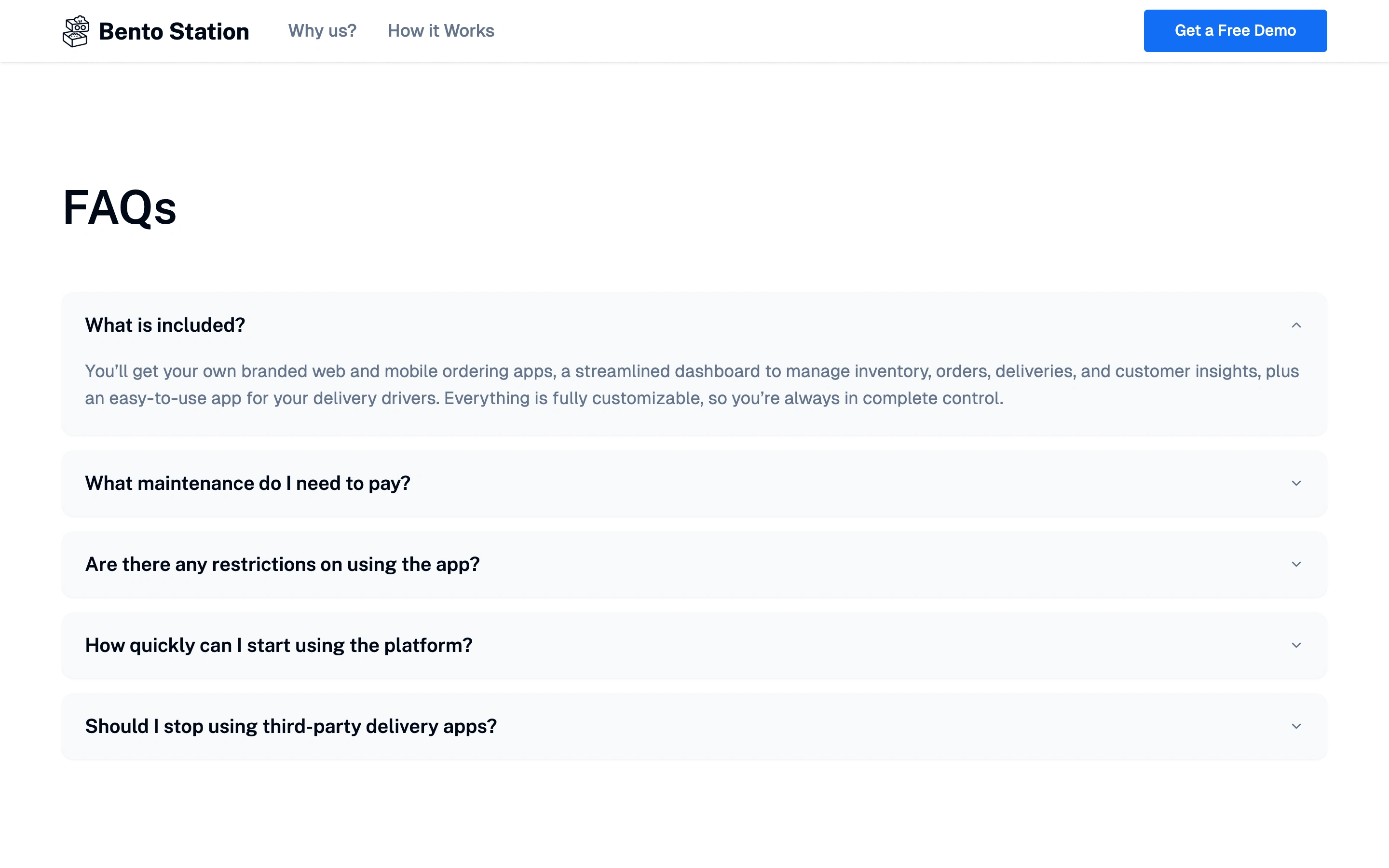 FAQs | Bento Station