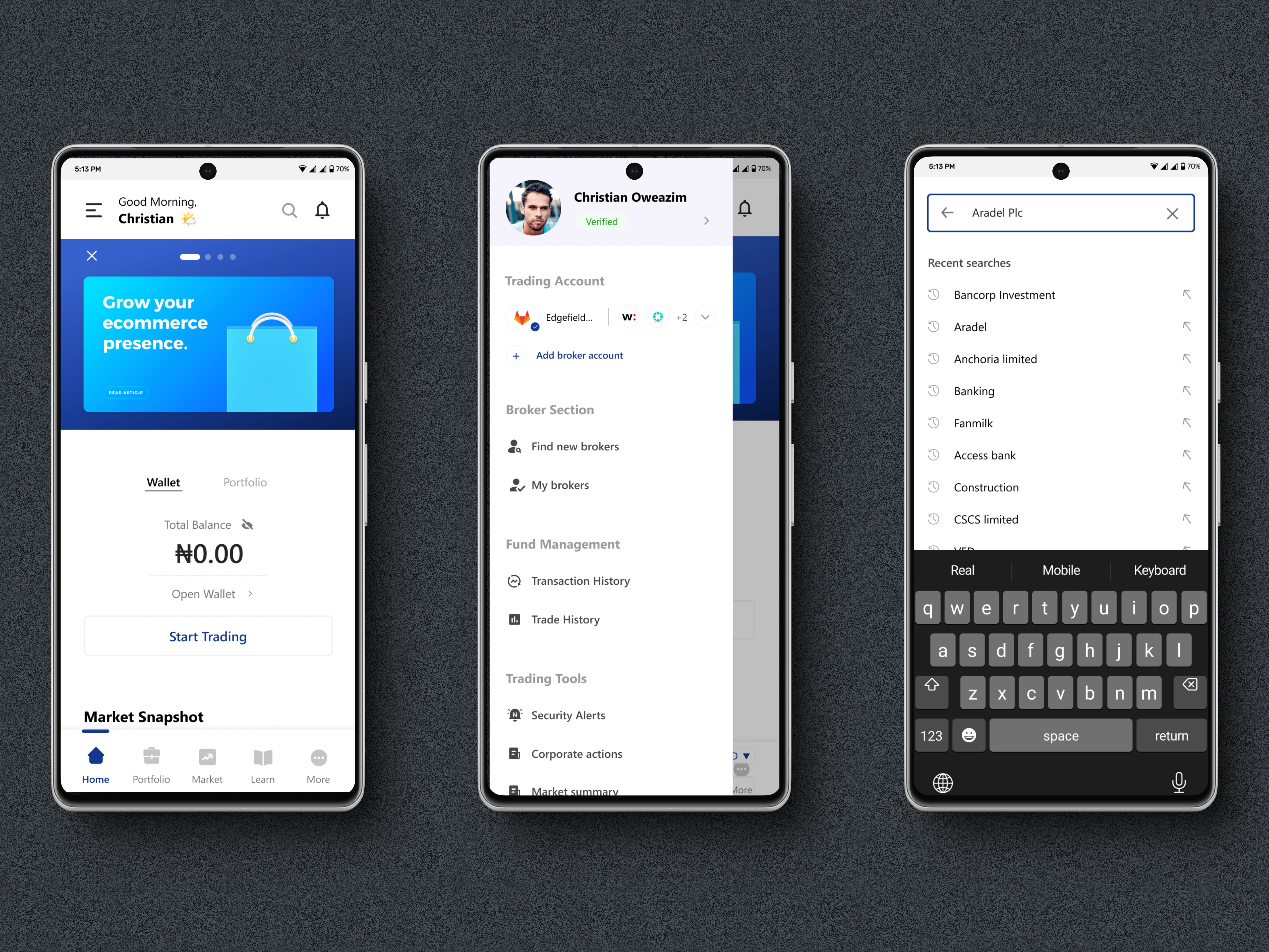 Homepage screens