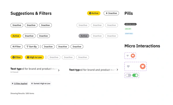 Other small elements of the app