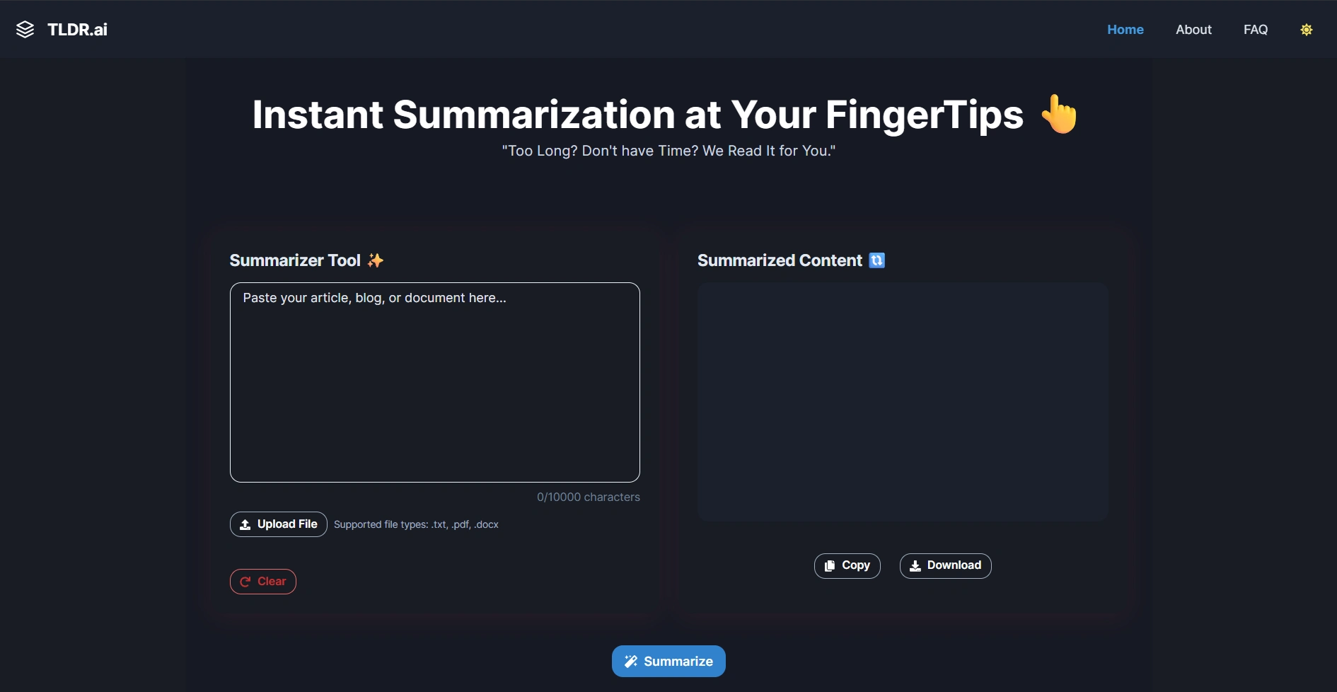 TLDR.ai Homepage