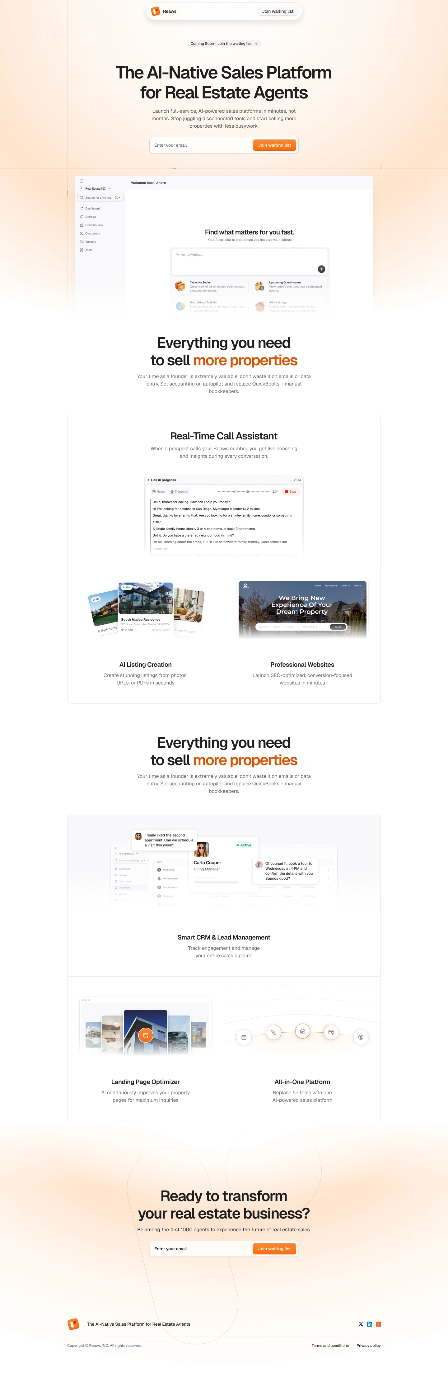 Desktop landing page design