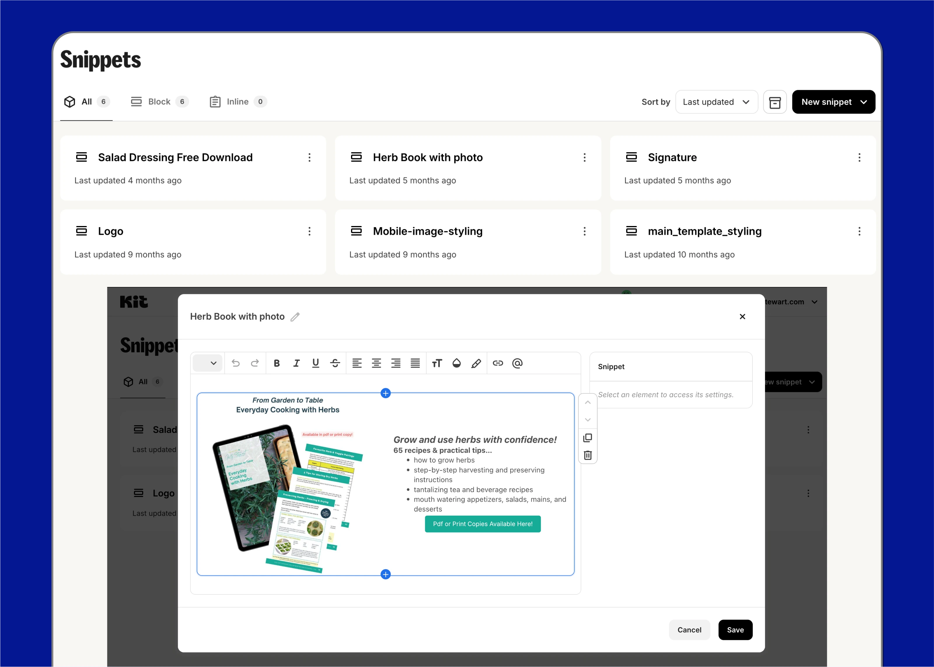 Custom Snippets Created to Create Custom Tailored Emails on the fly