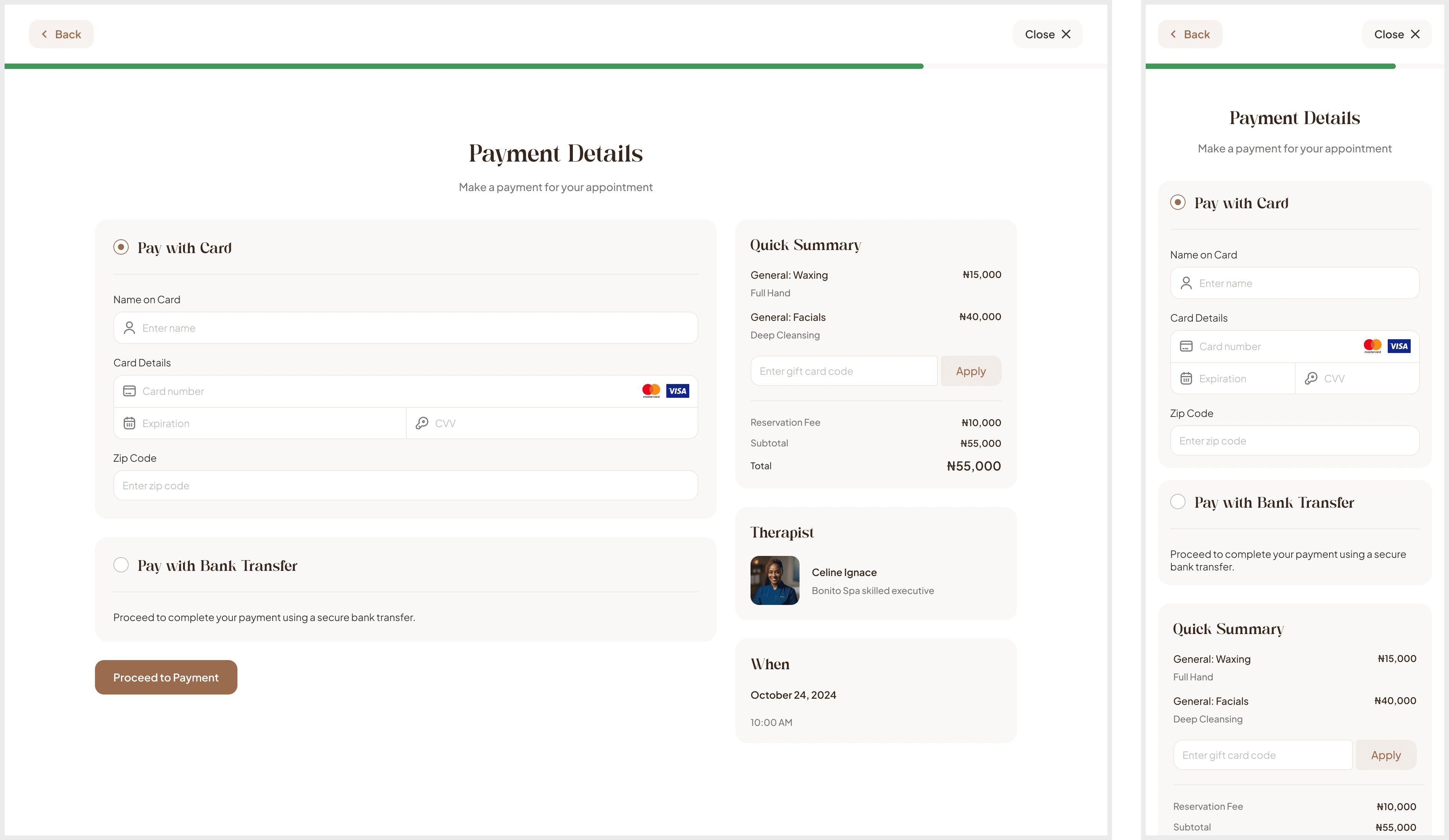 Booking Process - Payment Details.