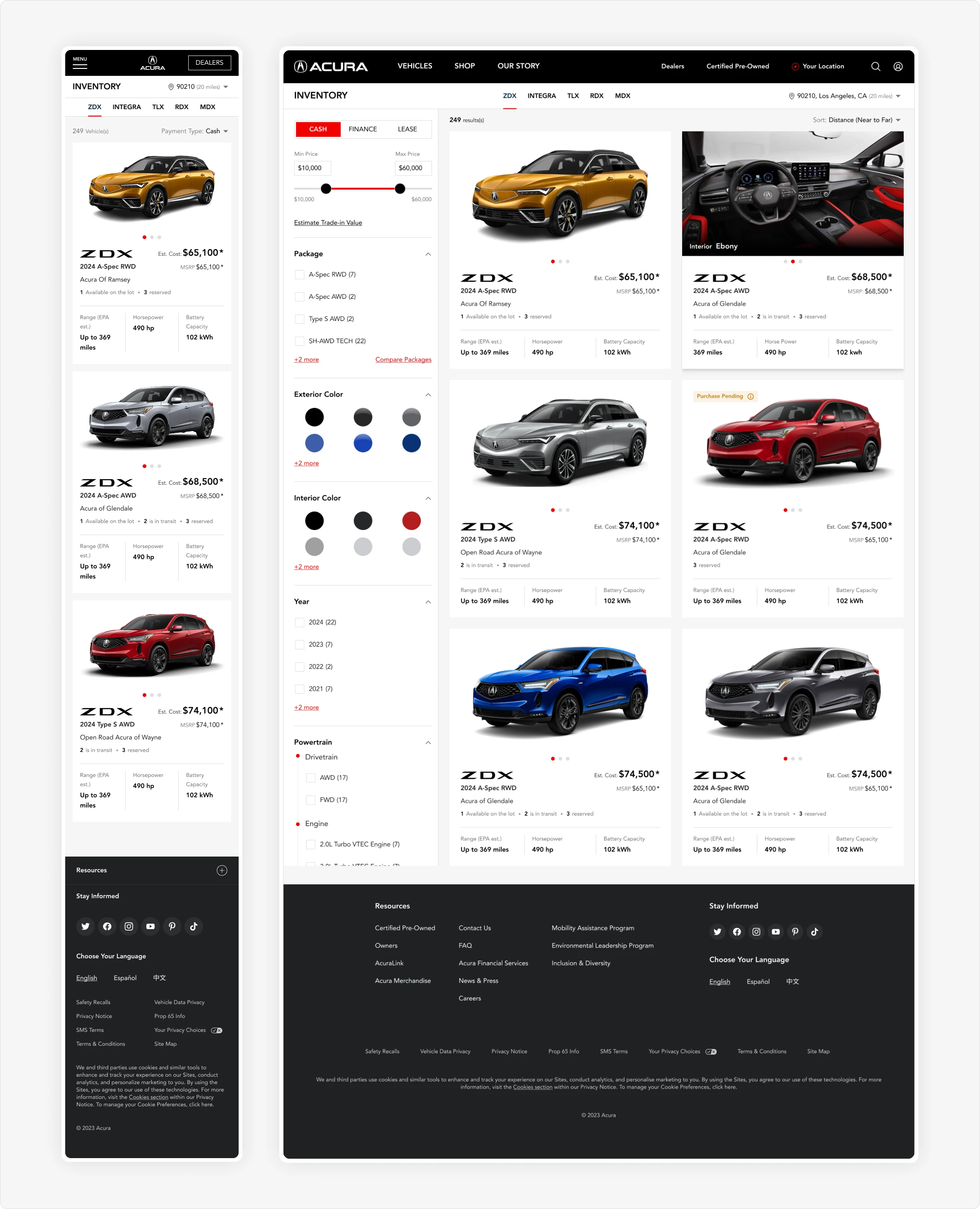 Vehicle Search Results (VSR) Page