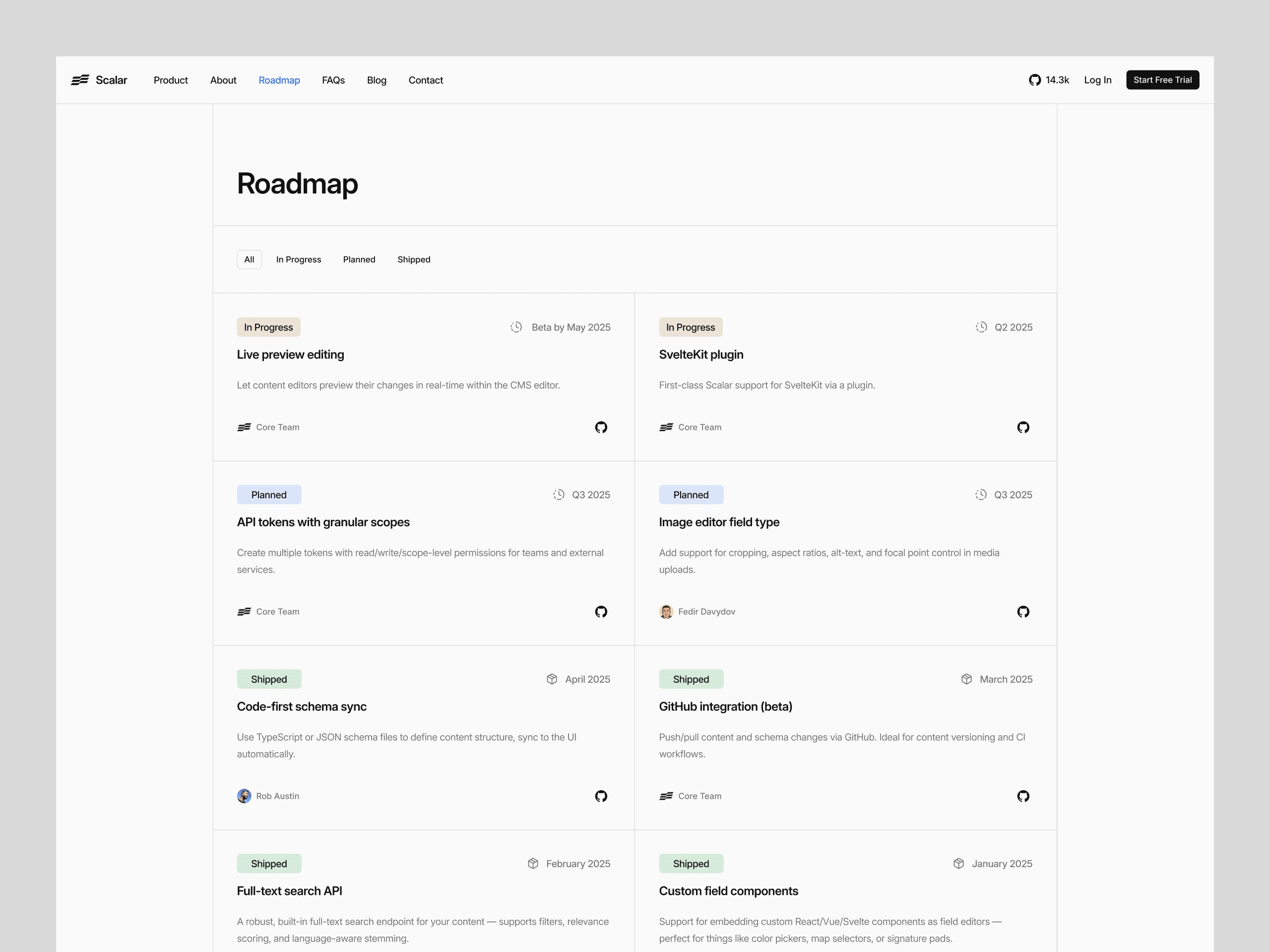 Roadmap Page